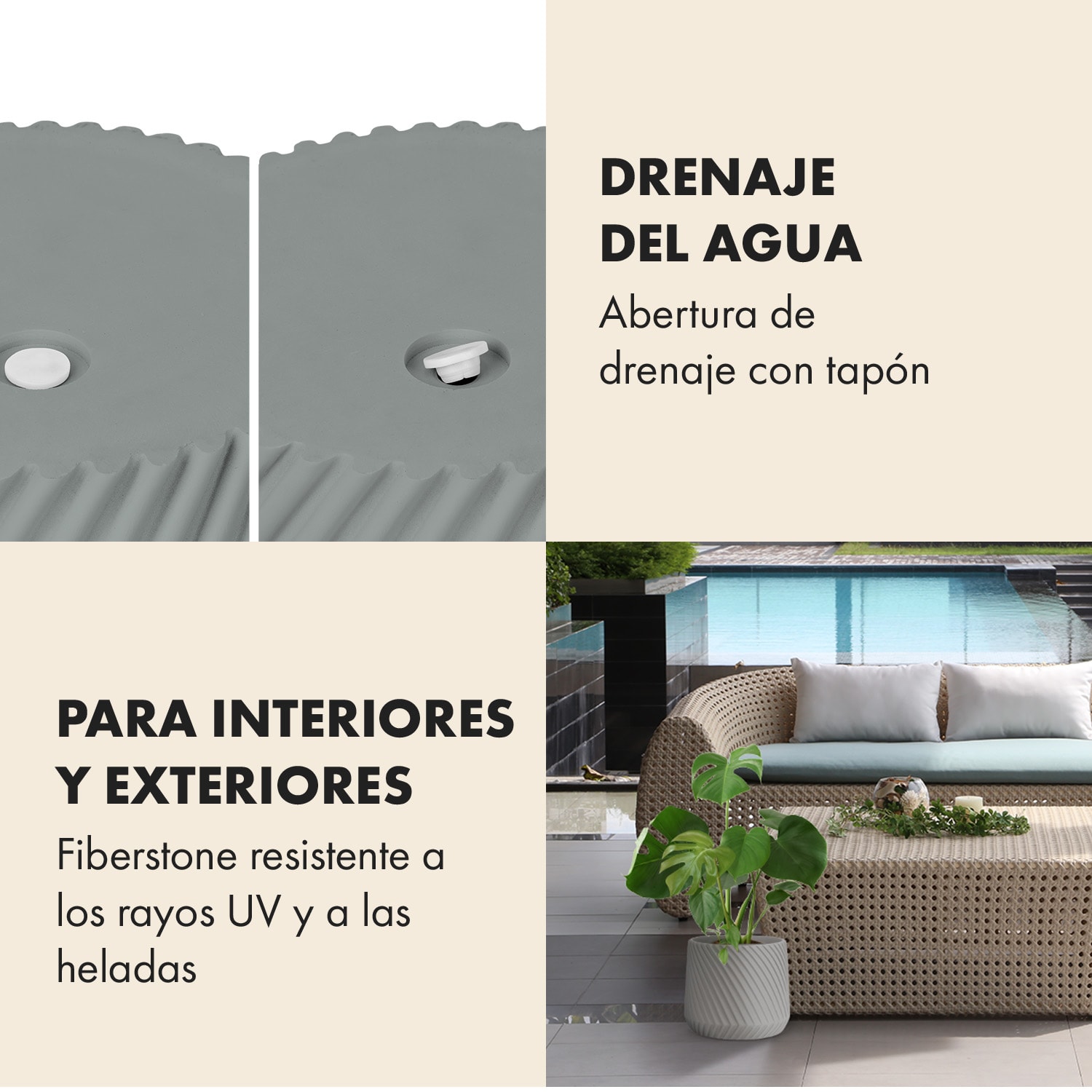 Maceta hecha a mano de polystone apto para plantas S (Ø 20,3 cm) | Gris Medio
