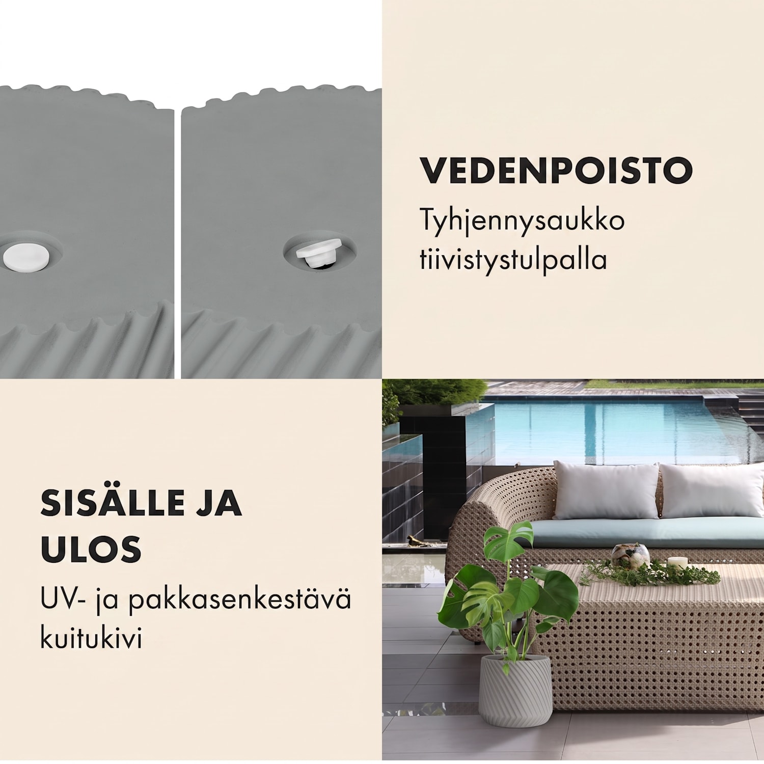 Heusden kukkaruukku polystone kasviystävällinen käsintehty S (Ø 20,3 cm) | Keskiharmaa