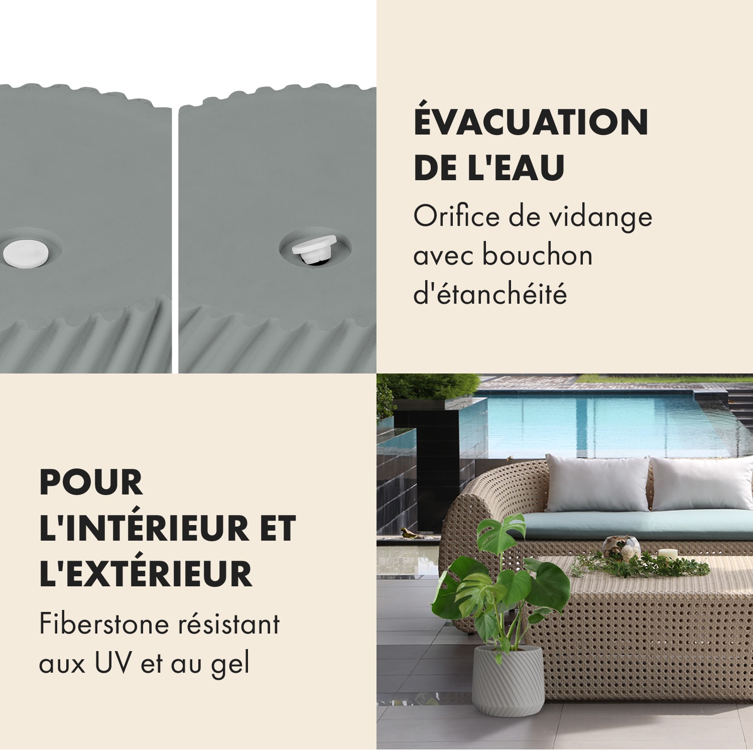 Pot de fleurs Heusden fait à la main, en polystone respectueux des plantes. S (Ø 20,3 cm) | Gris Moyen