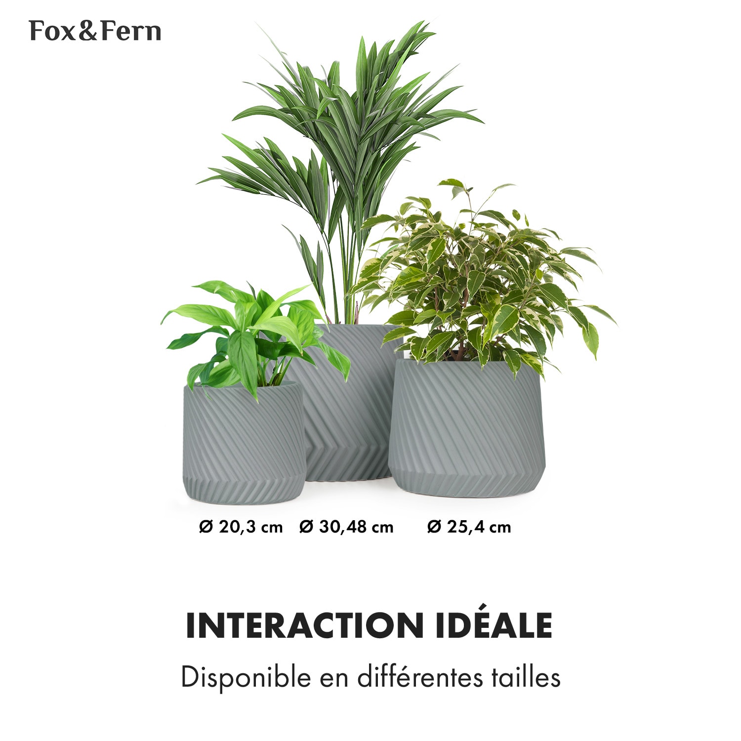 Pot de fleurs Heusden fait à la main, en polystone respectueux des plantes. S (Ø 20,3 cm) | Gris Moyen