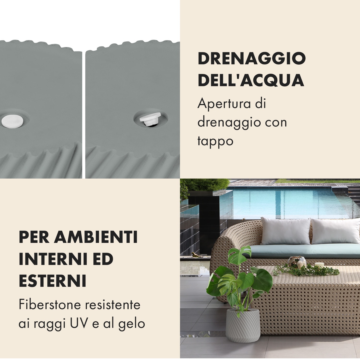 Heusden, vaso per piante, polystone, delicato sulle piante, realizzato a mano 