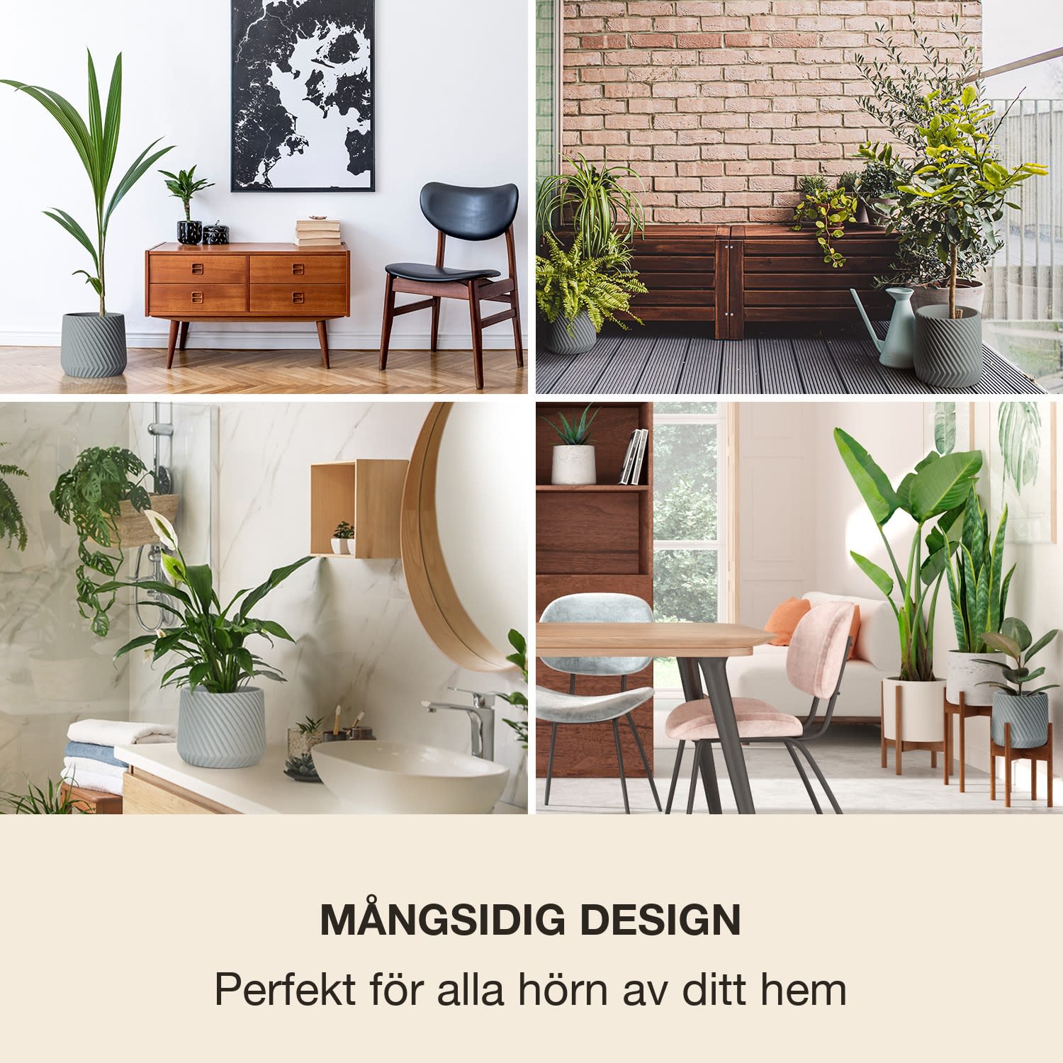 Heusden Blomkruka polystone växtvänlig handgjord S (Ø 20,3 cm) | Mellangrå