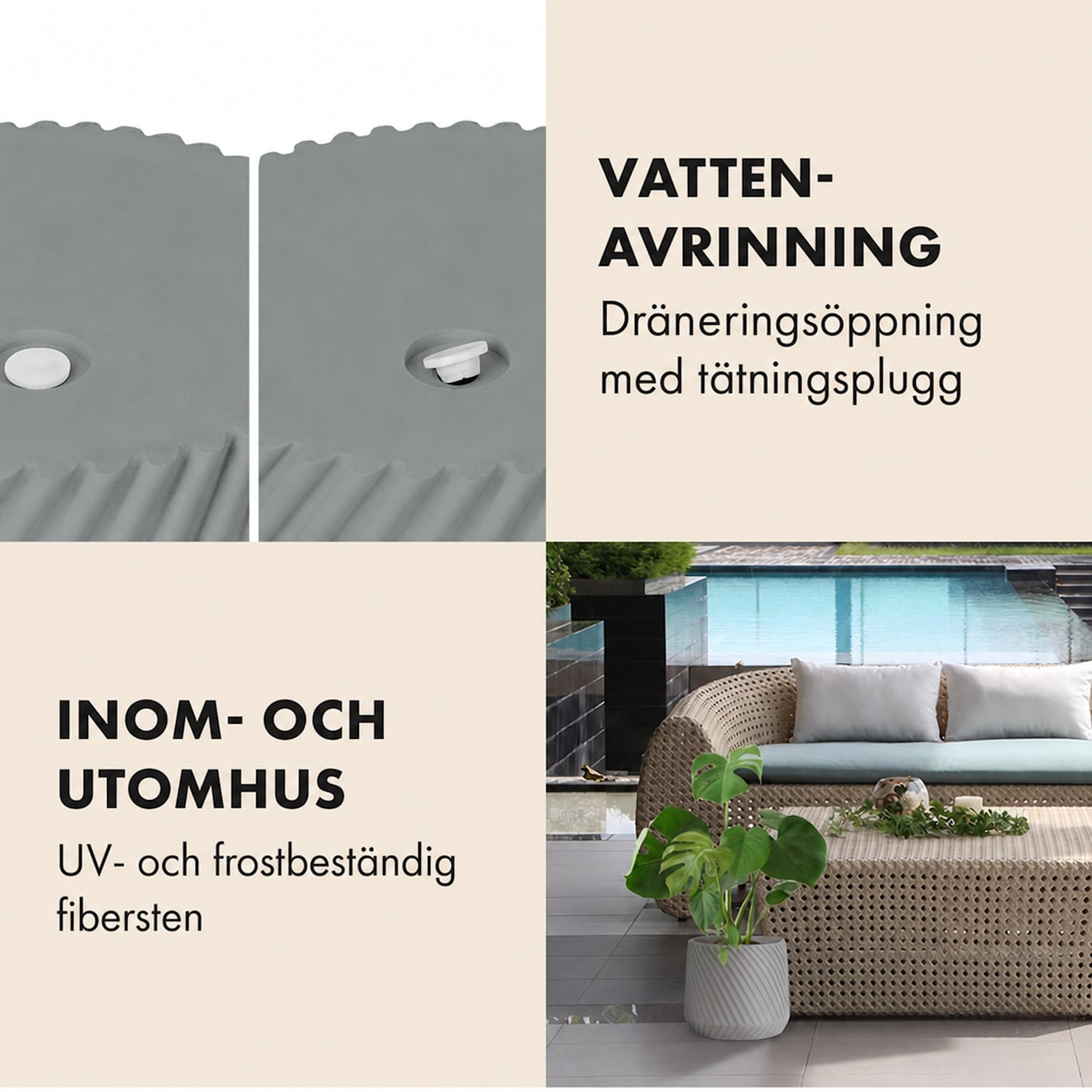 Heusden Blomkruka polystone växtvänlig handgjord S (Ø 20,3 cm) | Mellangrå