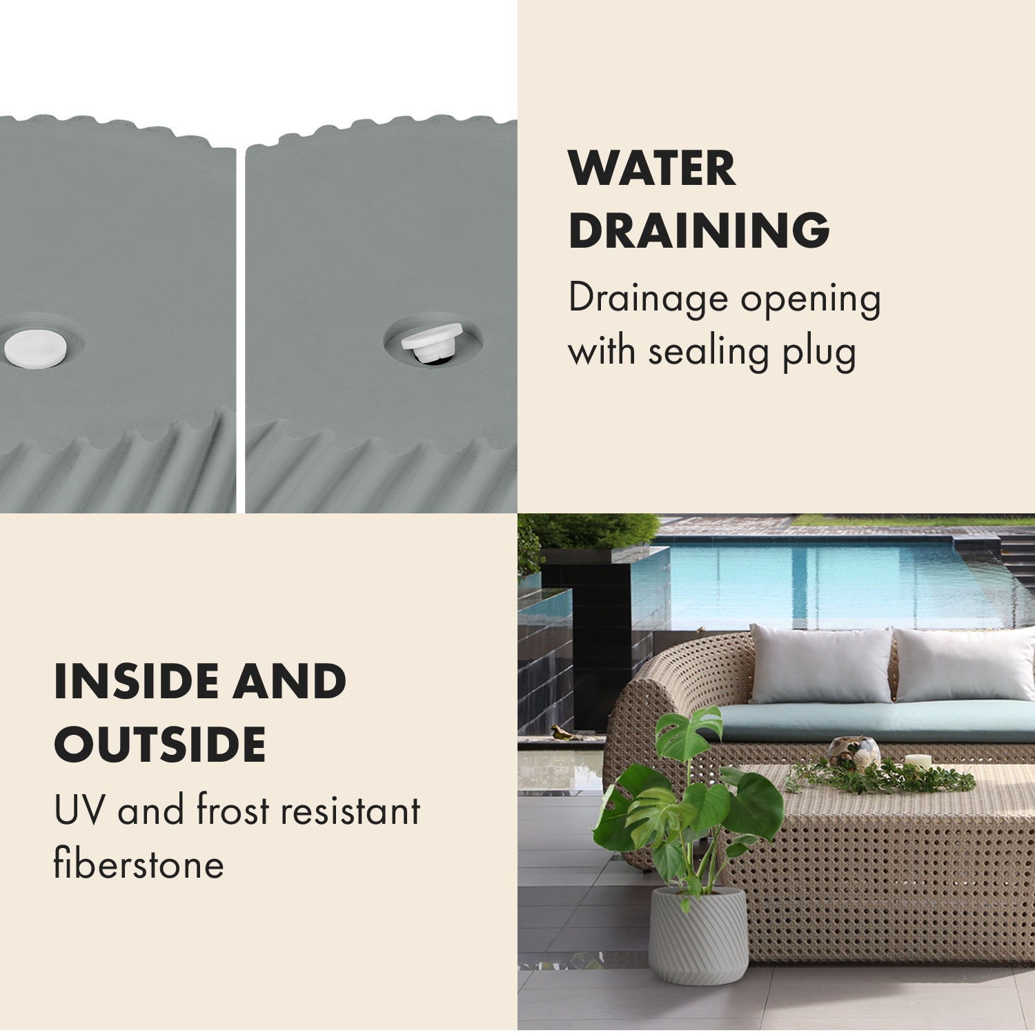 Heusden, kvetináč, Polystone, vhodný pre rastliny, ručná výroba 