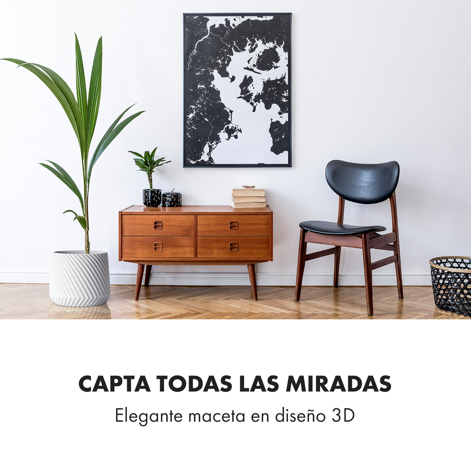 Set de 2 macetas hechas a mano de polystone apto para plantas óptica 3D 