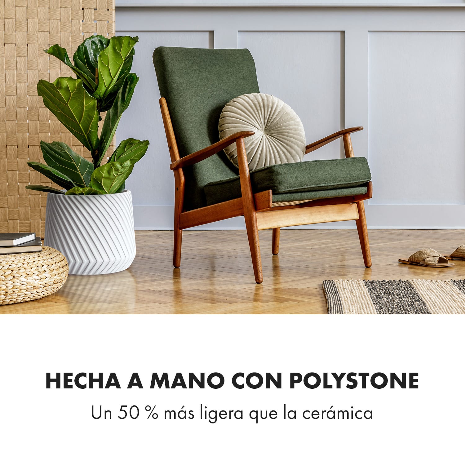 Set de 2 macetas hechas a mano de polystone apto para plantas óptica 3D 