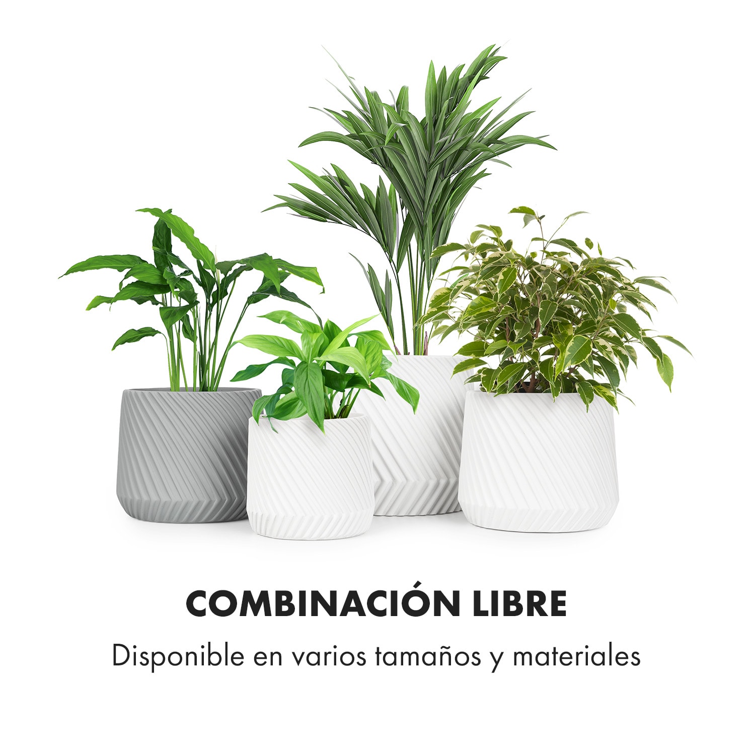 Set de 2 macetas hechas a mano de polystone apto para plantas óptica 3D 
