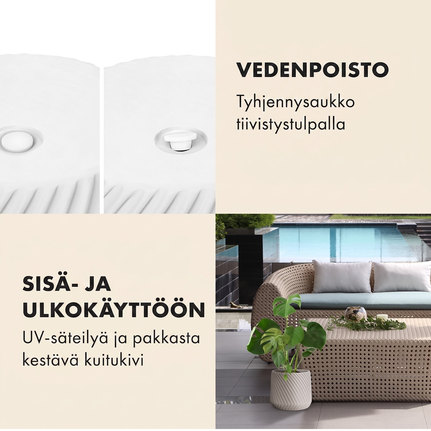 Heusden kukkaruukku 2 kpl setti polystone kasviystävällinen käsintehty 3D-optiikka 