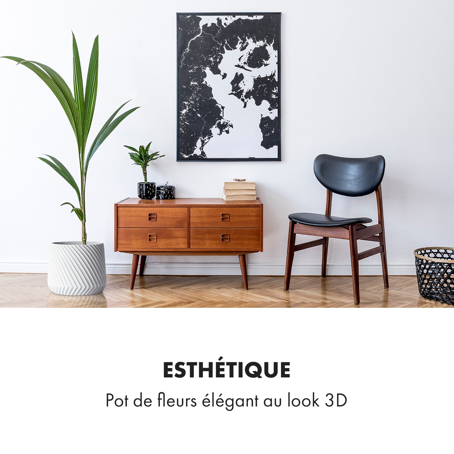Pot de fleurs Heusden fait à la main, lot de 2 en polystone respectueux des plantes look 3D