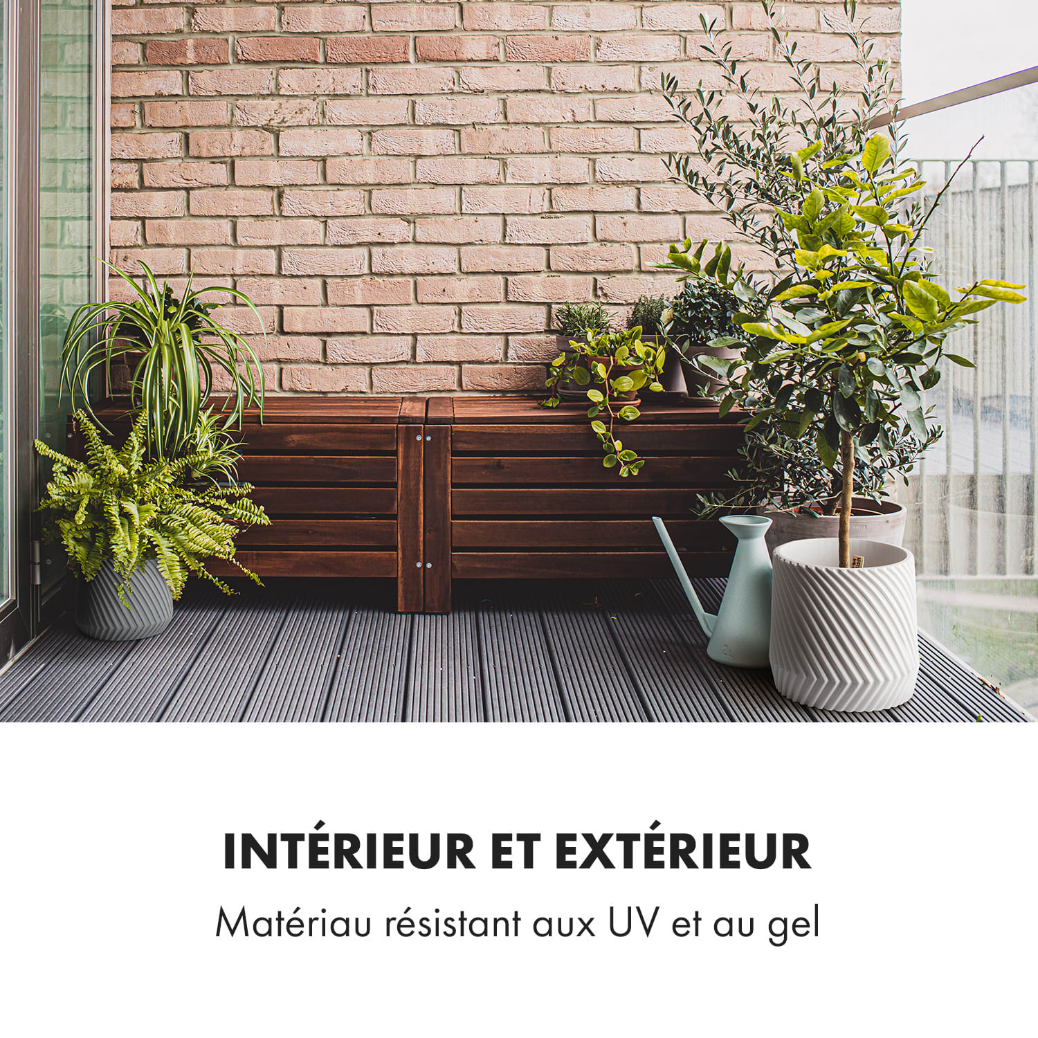 Pot de fleurs Heusden fait à la main, lot de 2 en polystone respectueux des plantes look 3D