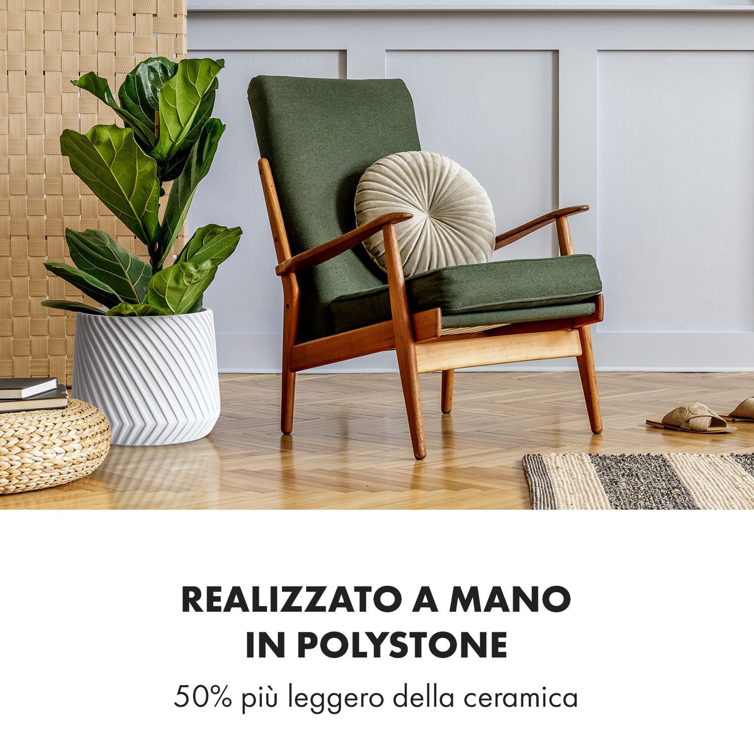 Heusden - Fioriera, set da 2 pz., polystone, ideale per le piante, realizzata a mano, effetto 3D 