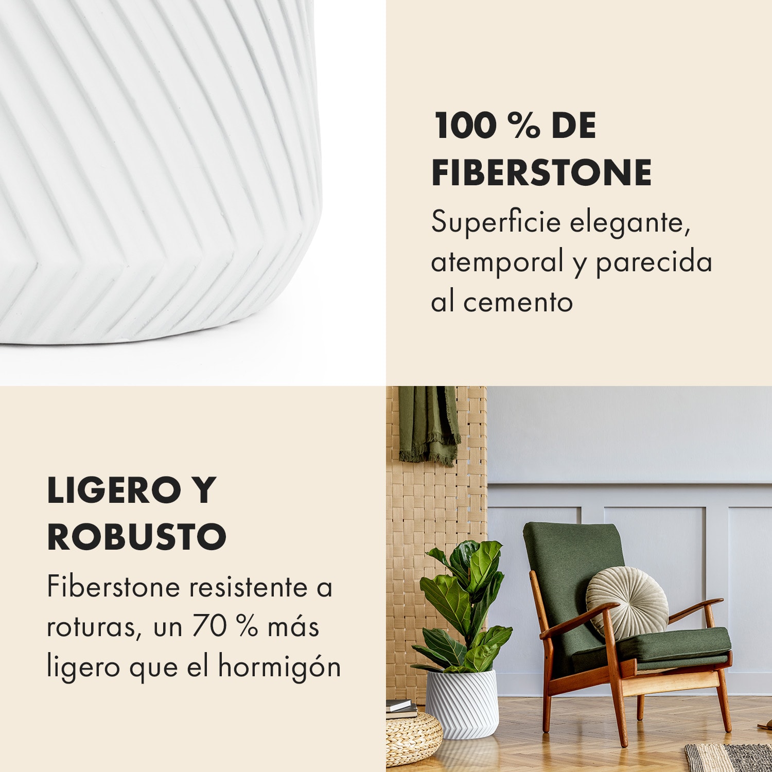 Maceta hecha a mano de polystone apto para plantas 