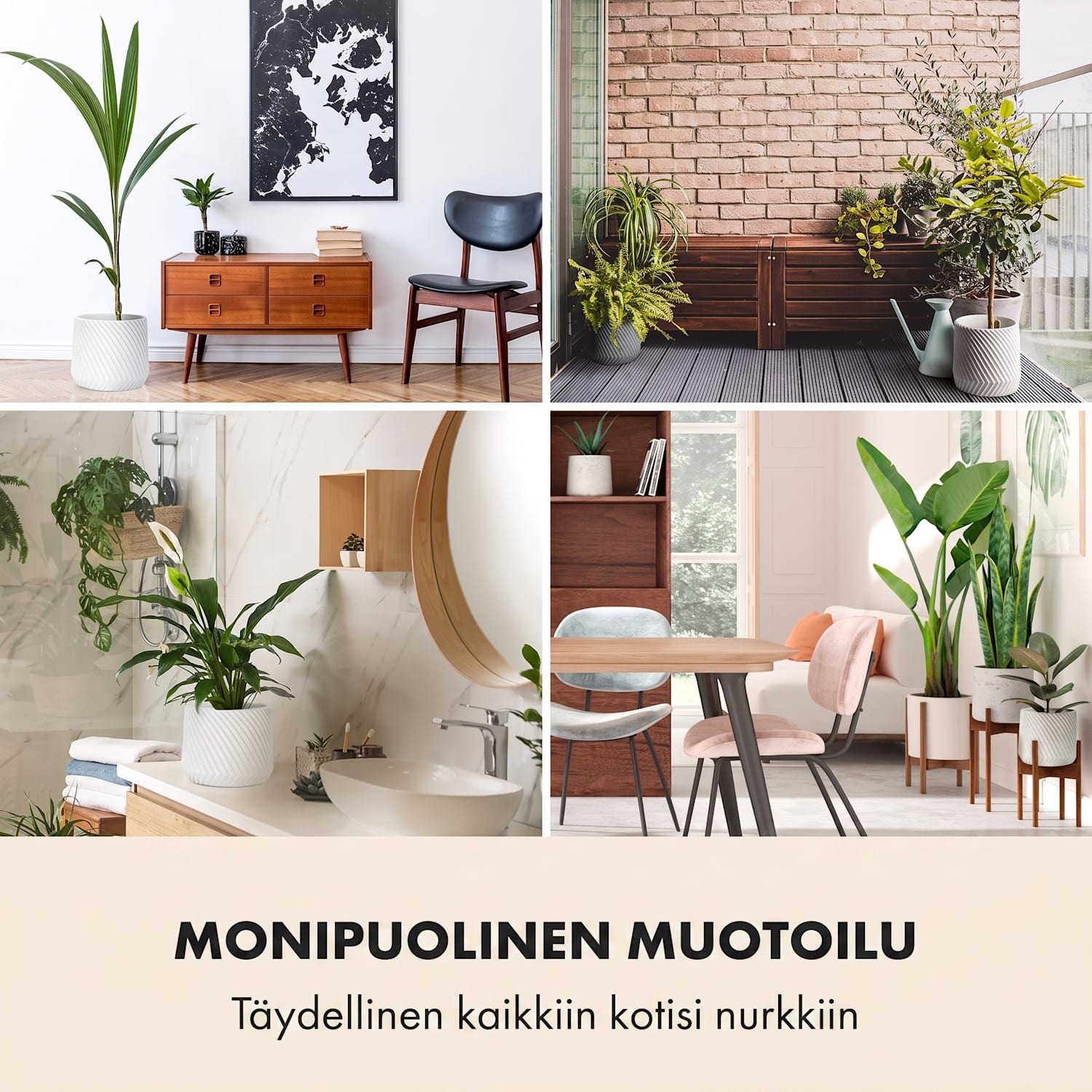 Heusden kukkaruukku polystone kasviystävällinen käsintehty M (Ø 25,4 cm) | Valkoinen