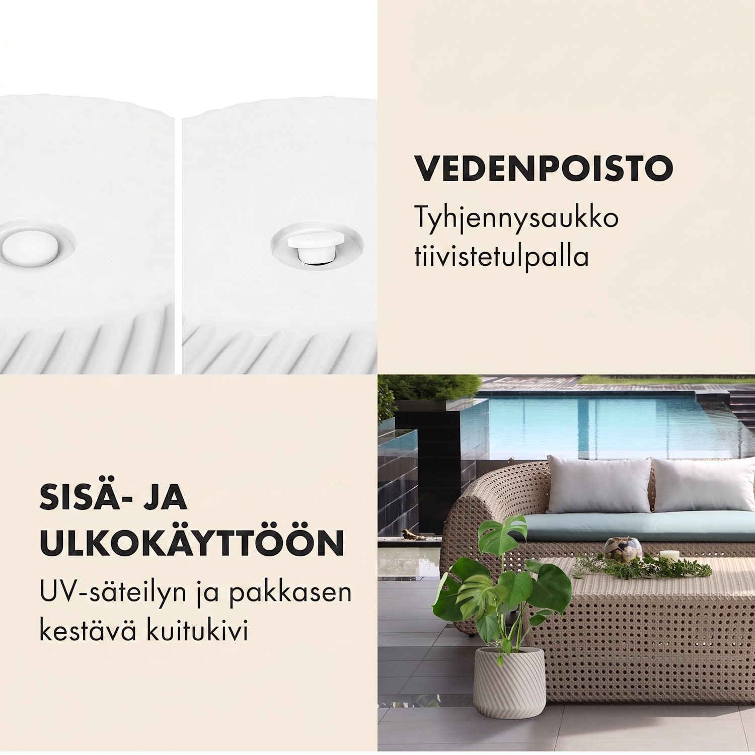 Heusden kukkaruukku polystone kasviystävällinen käsintehty M (Ø 25,4 cm) | Valkoinen