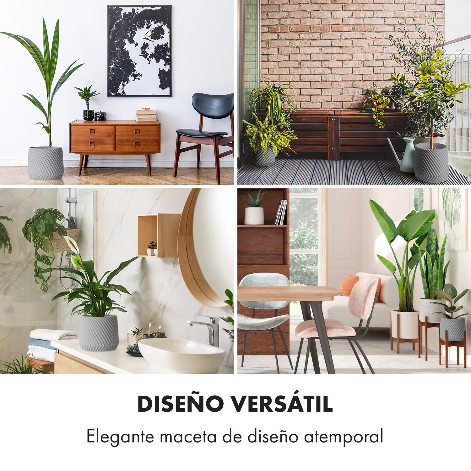 Maceta hecha a mano de polystone apto para plantas M (Ø 25,4 cm) | Gris Medio