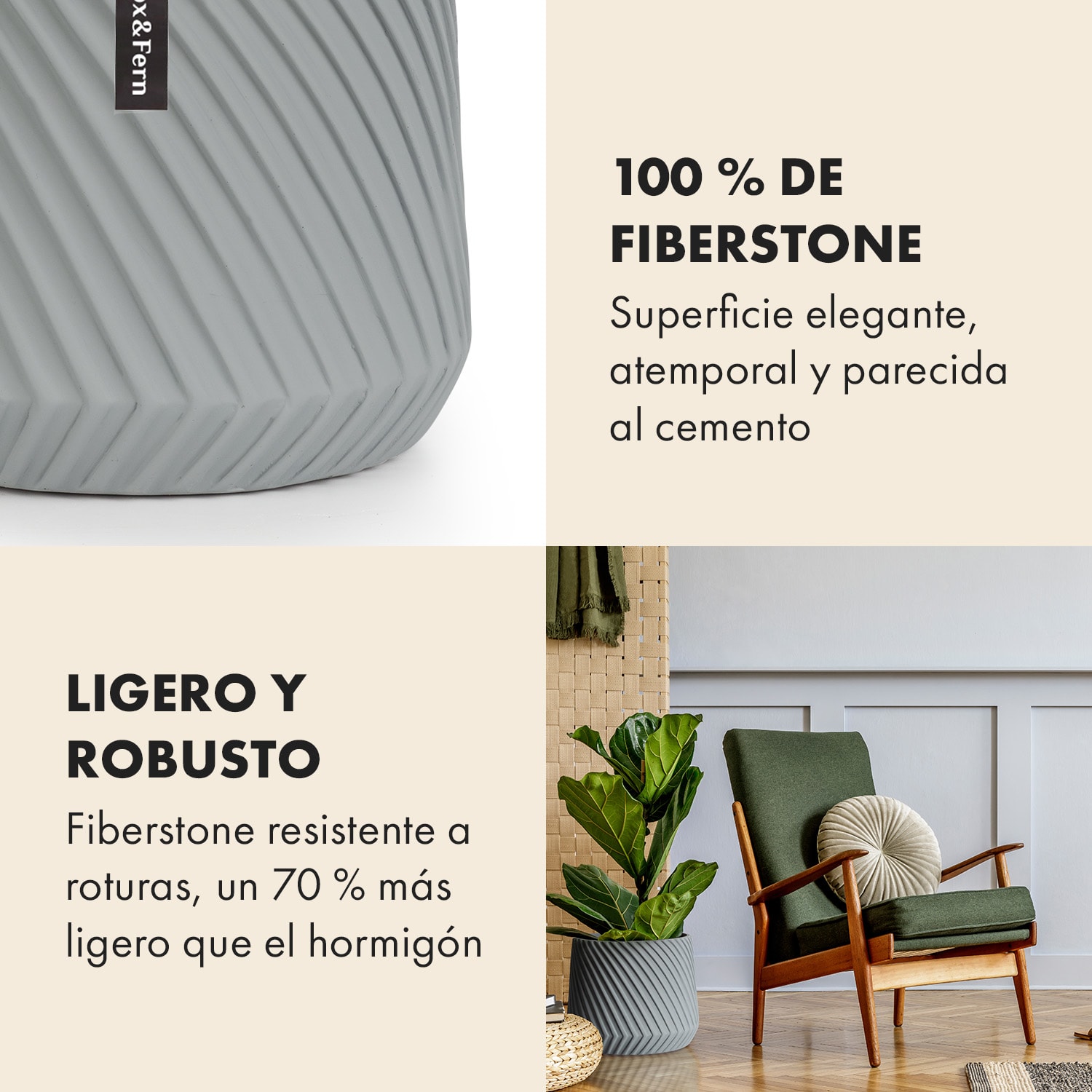 Maceta hecha a mano de polystone apto para plantas 