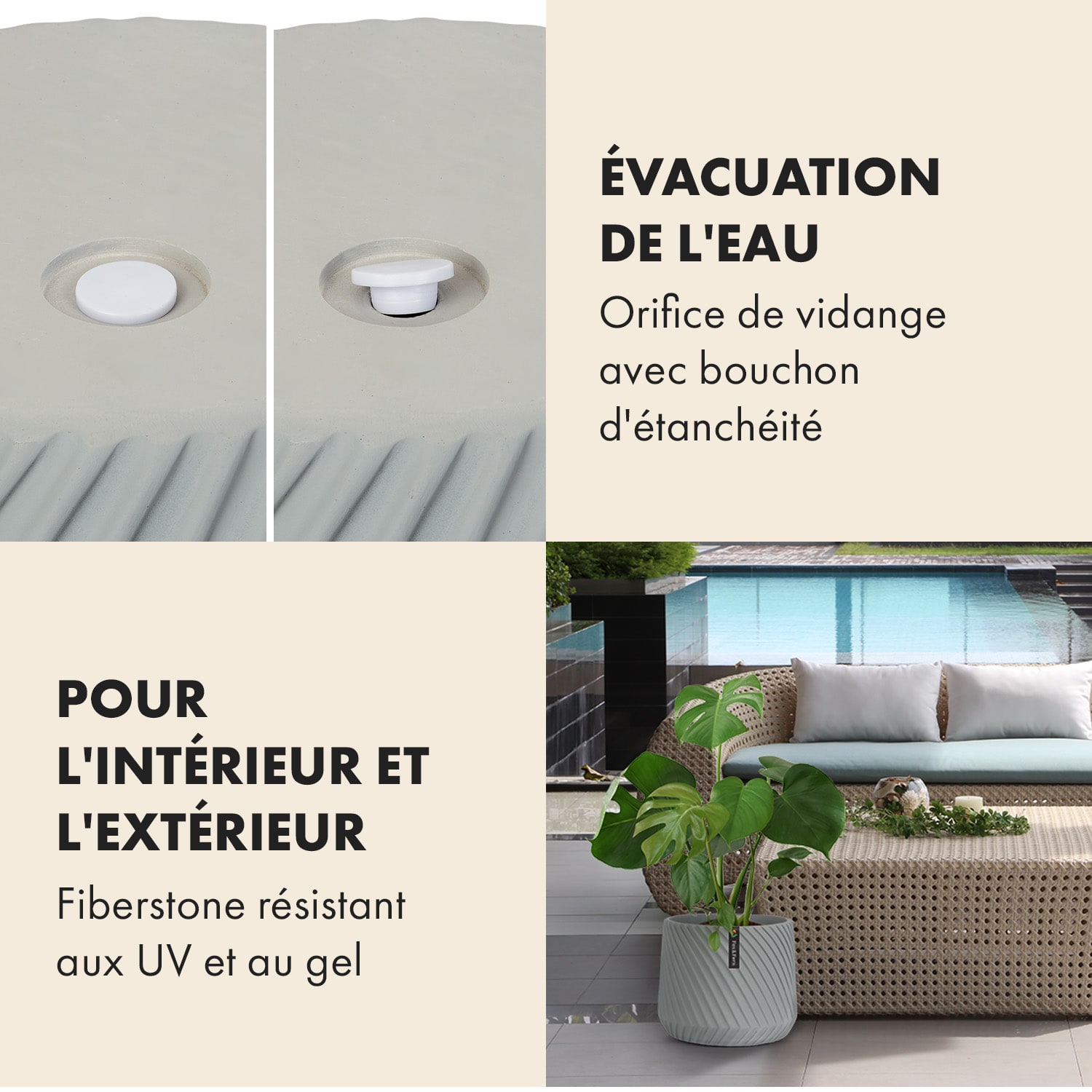 Pot de fleurs Heusden fait à la main, en polystone respectueux des plantes. 