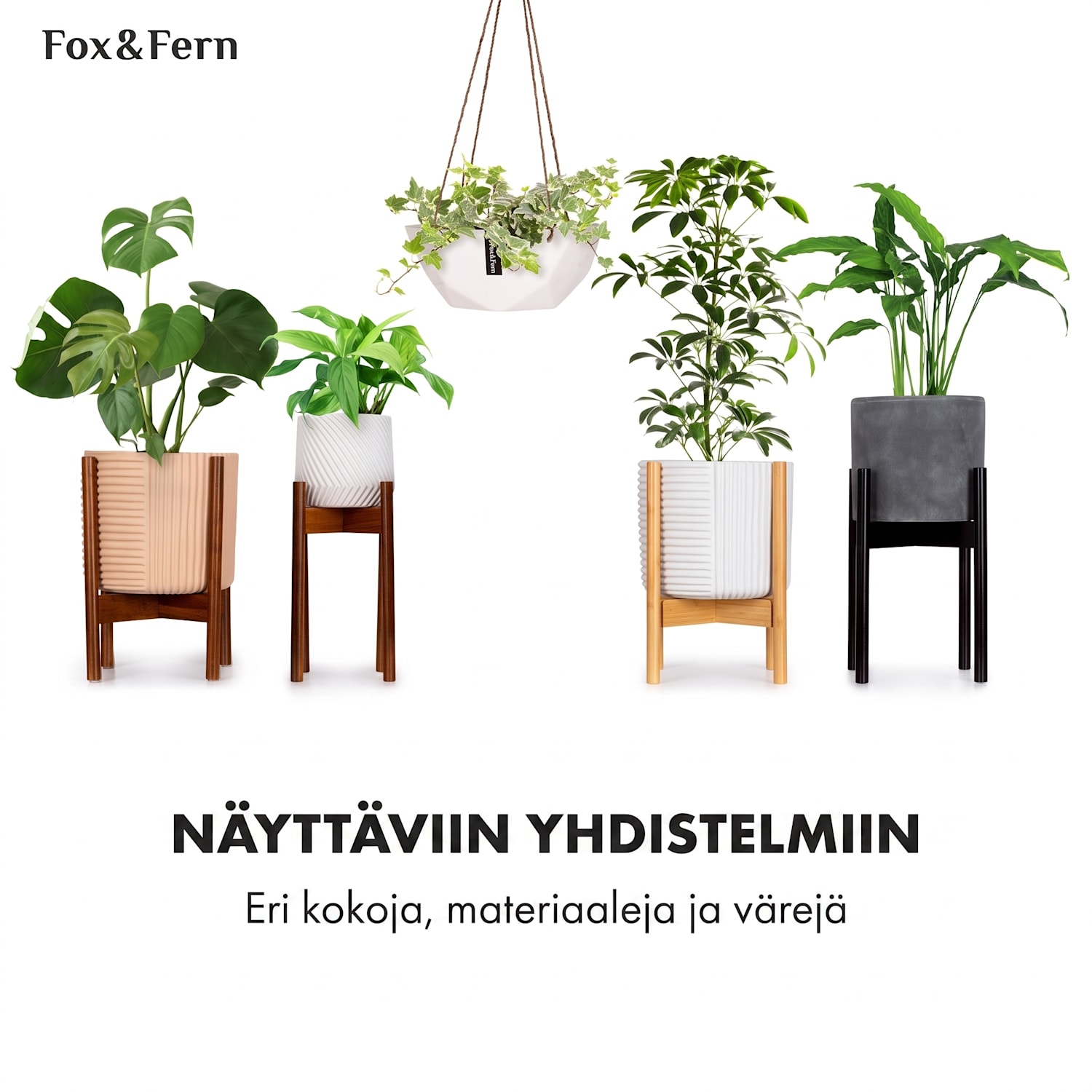 Laren kukka-amppeli Ø 28 cm polystone luonnon köydet 