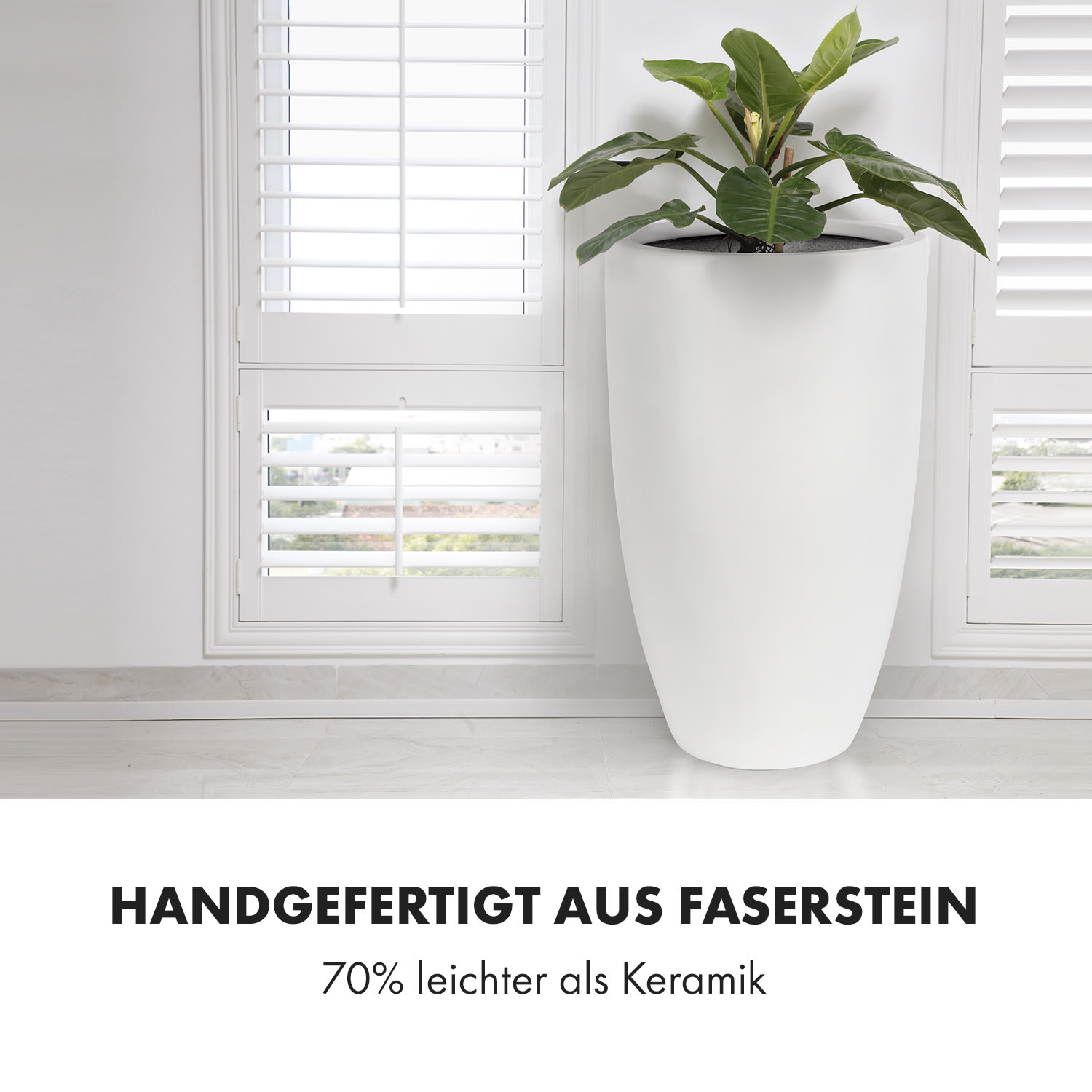 Almere Blumentopf Faserstein pflanzenfreundlich handgemacht konisch M (Ø 25,4 cm)
