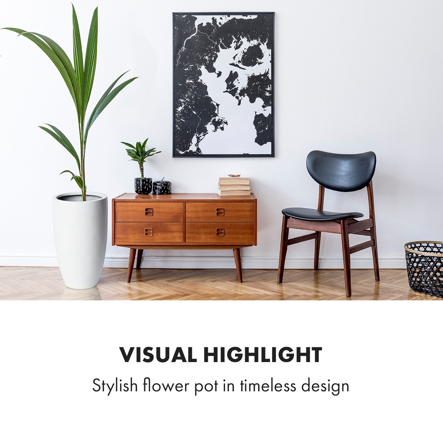 Almere Virágcserép Fibre Stone ideális növények részére, kézzel készített, kúp alakú M (Ø 25,4 cm)