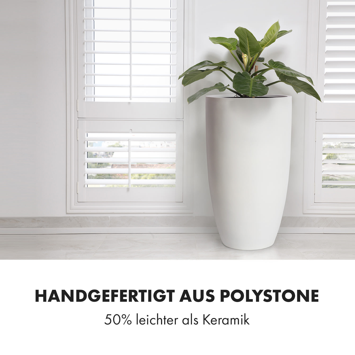 Almere Blumentopf Faserstein pflanzenfreundlich handgemacht konisch L (Ø 30,48 cm)