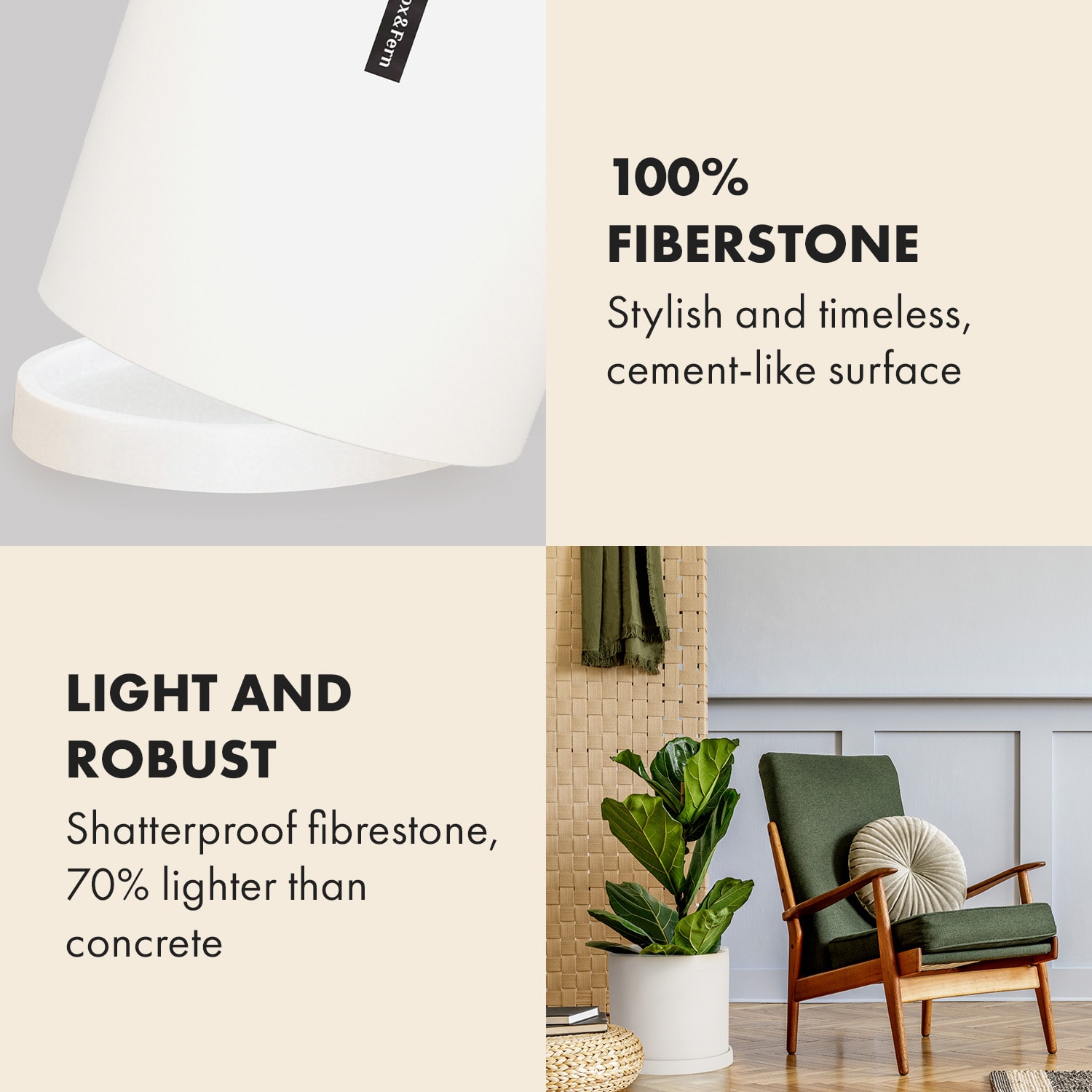 Gendt, posuda za cvijeće, fiberstone, interijer/eksterijer M (Ø 25,4 cm)