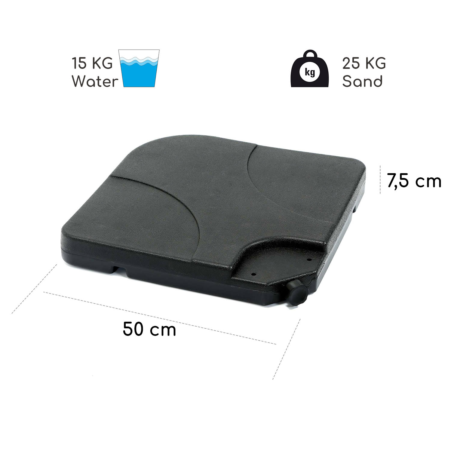 Limousin, utežne plošče za stojalo senčnika, 80 kg, prazne plošče, komplet 4 kosov 