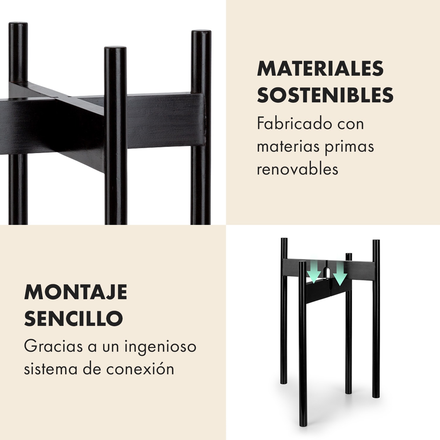 Portaplantas Zeist 2 alturas combinables de diseño insertable acabado natural M (hoch, Ø 25,4 cm) | Blanco / negro