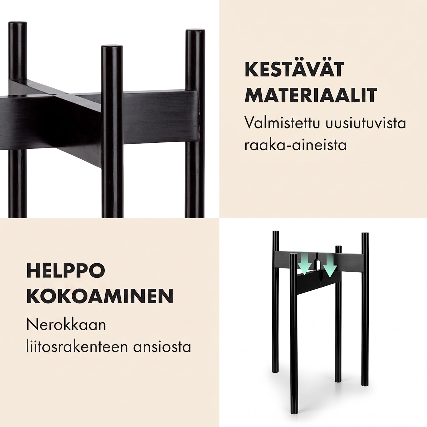 Zeist-kasviteline 2 korkeutta yhdisteltävissä pistojärjestelmä käsittelemätön M (hoch, Ø 25,4 cm) | Valkoinen / musta