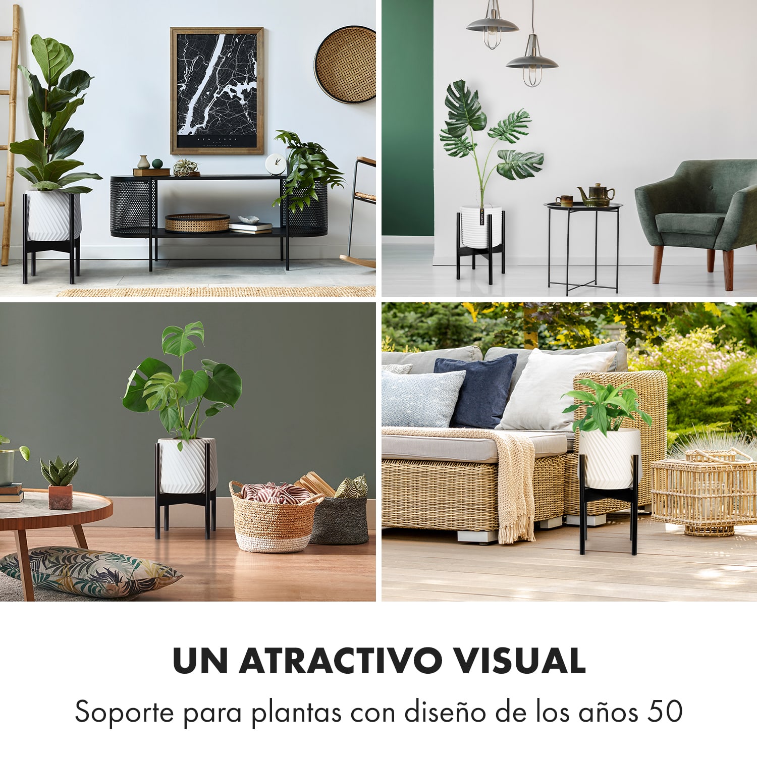 Portaplantas Zeist 2 alturas combinables de diseño insertable acabado natural 