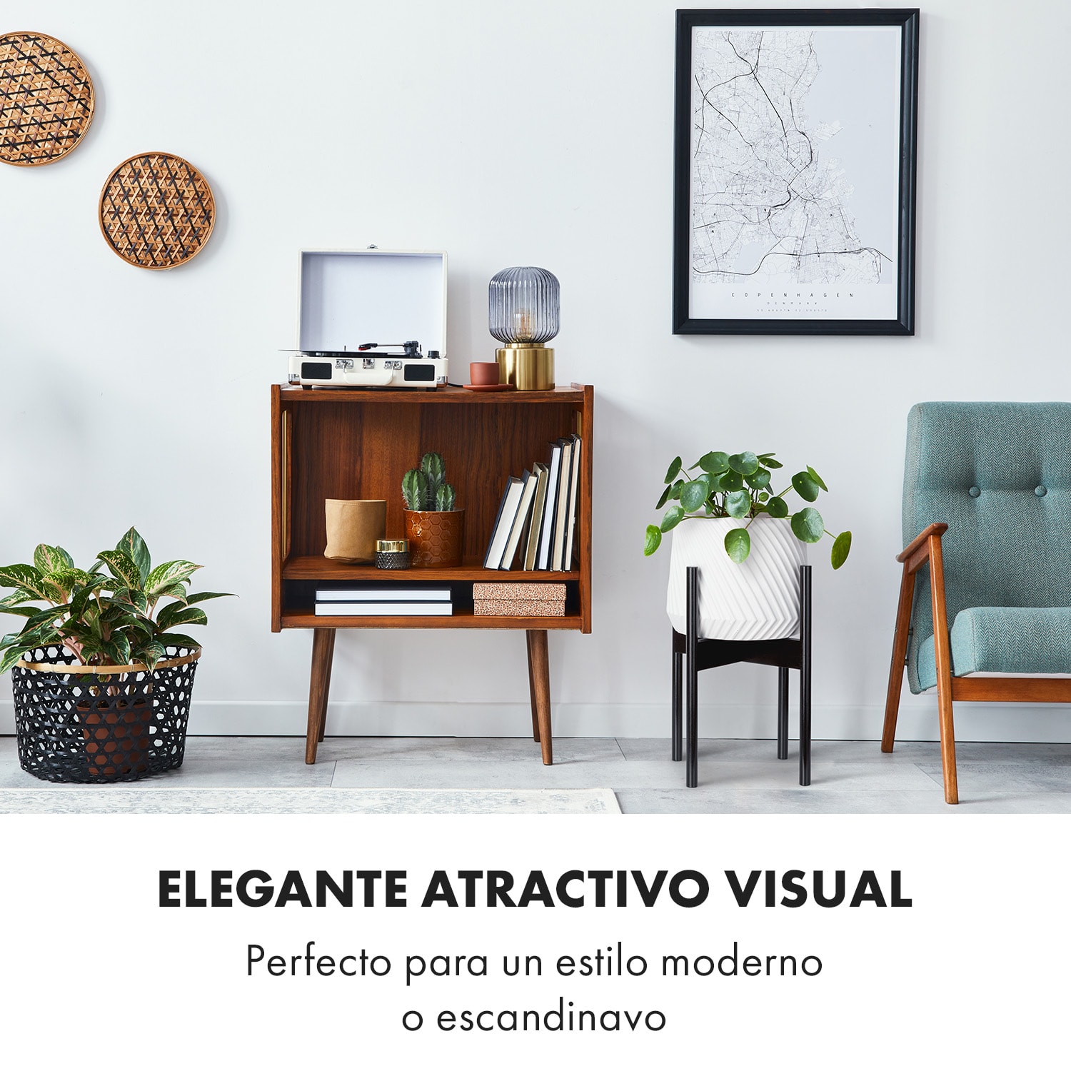 Portaplantas Zeist 2 alturas combinables de diseño insertable acabado natural