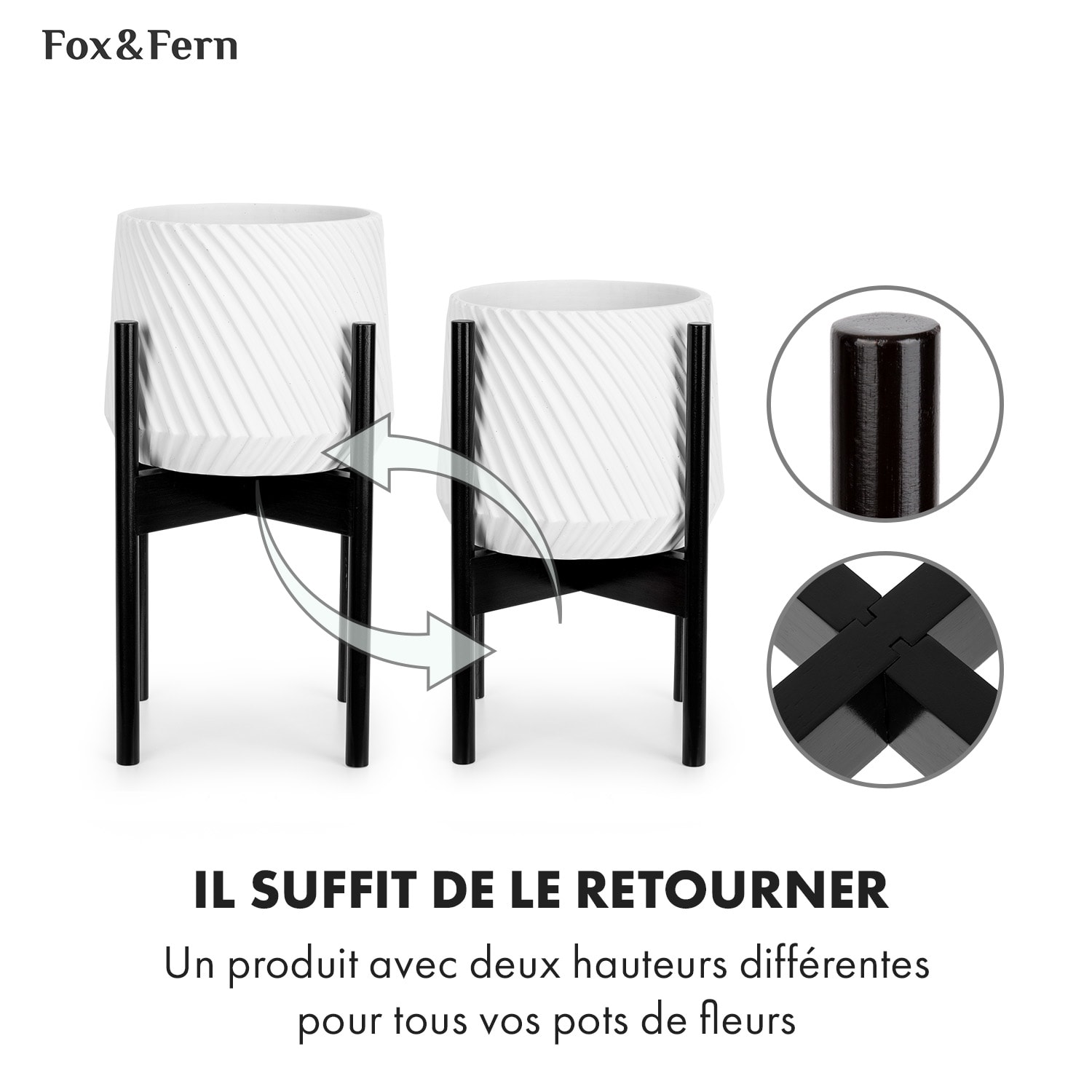 Porte-plantes Zeist 2 hauteurs combinables design emboîtable finition naturelle 