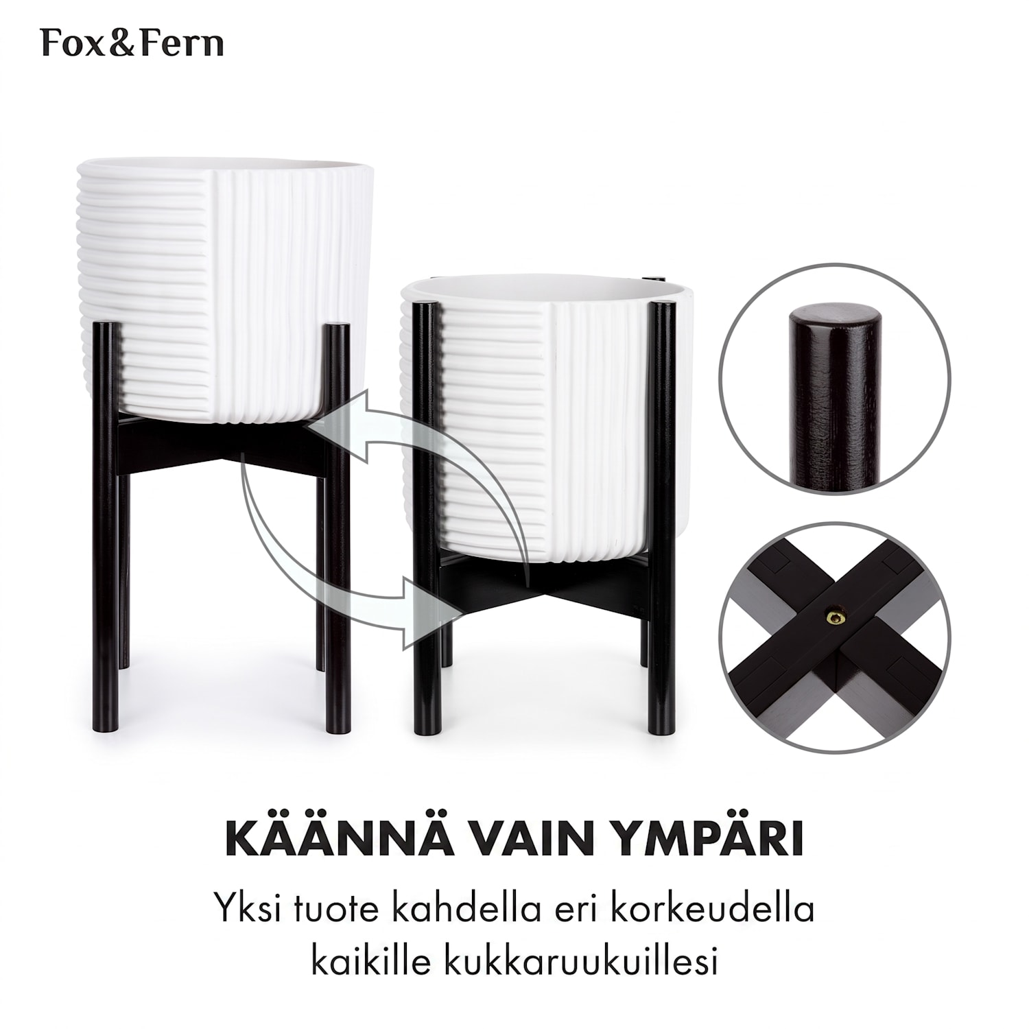Deventer kasviteline 20,3–30,5 cm halkaisijan ruukuille 2 korkeutta M-XL (Ø ca. 28 - 38 cm) | Musta Puu