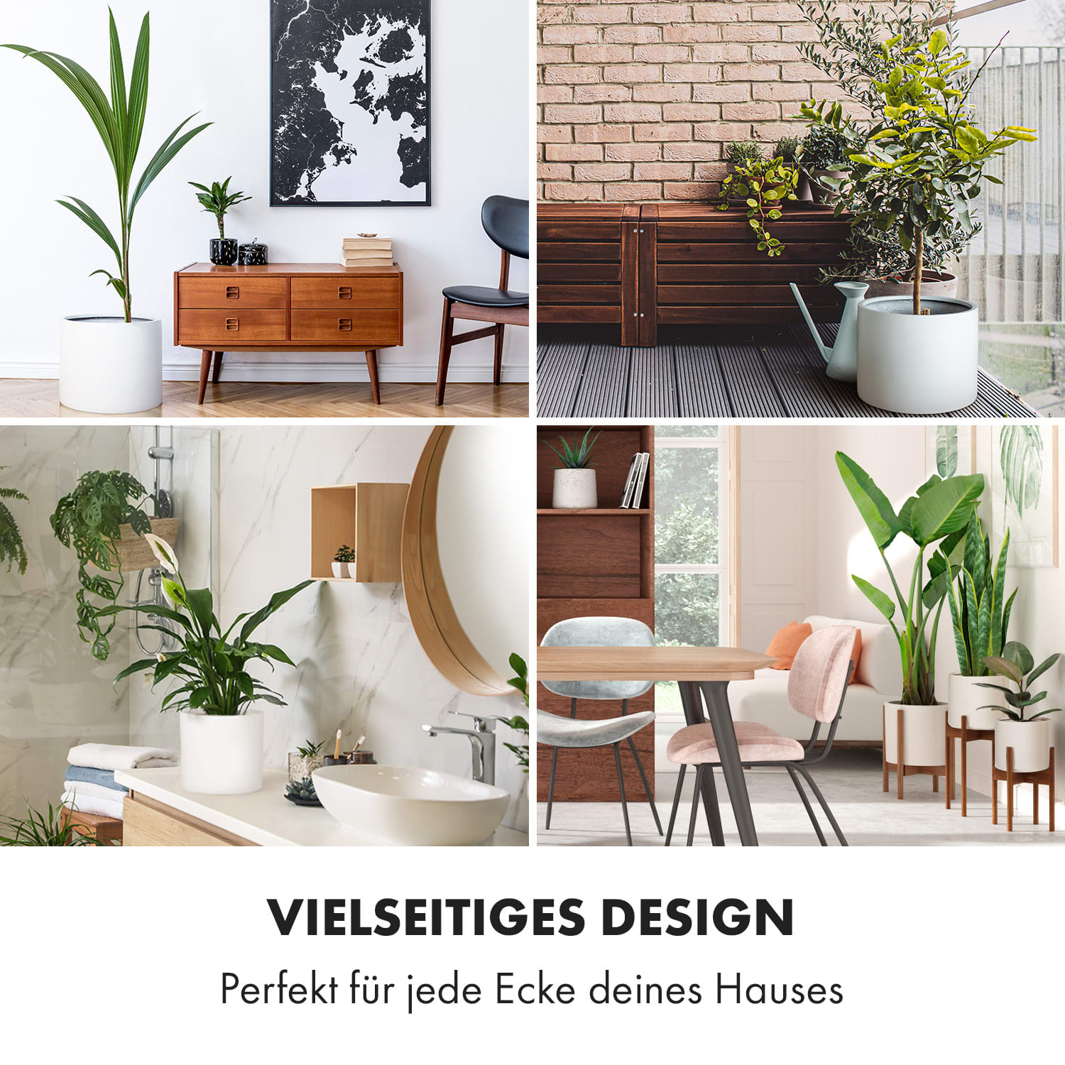 Gendt Pflanztopf Übertopf Faserstein In/Outdoor XXL(Ø ca, 46 cm) | Weiß