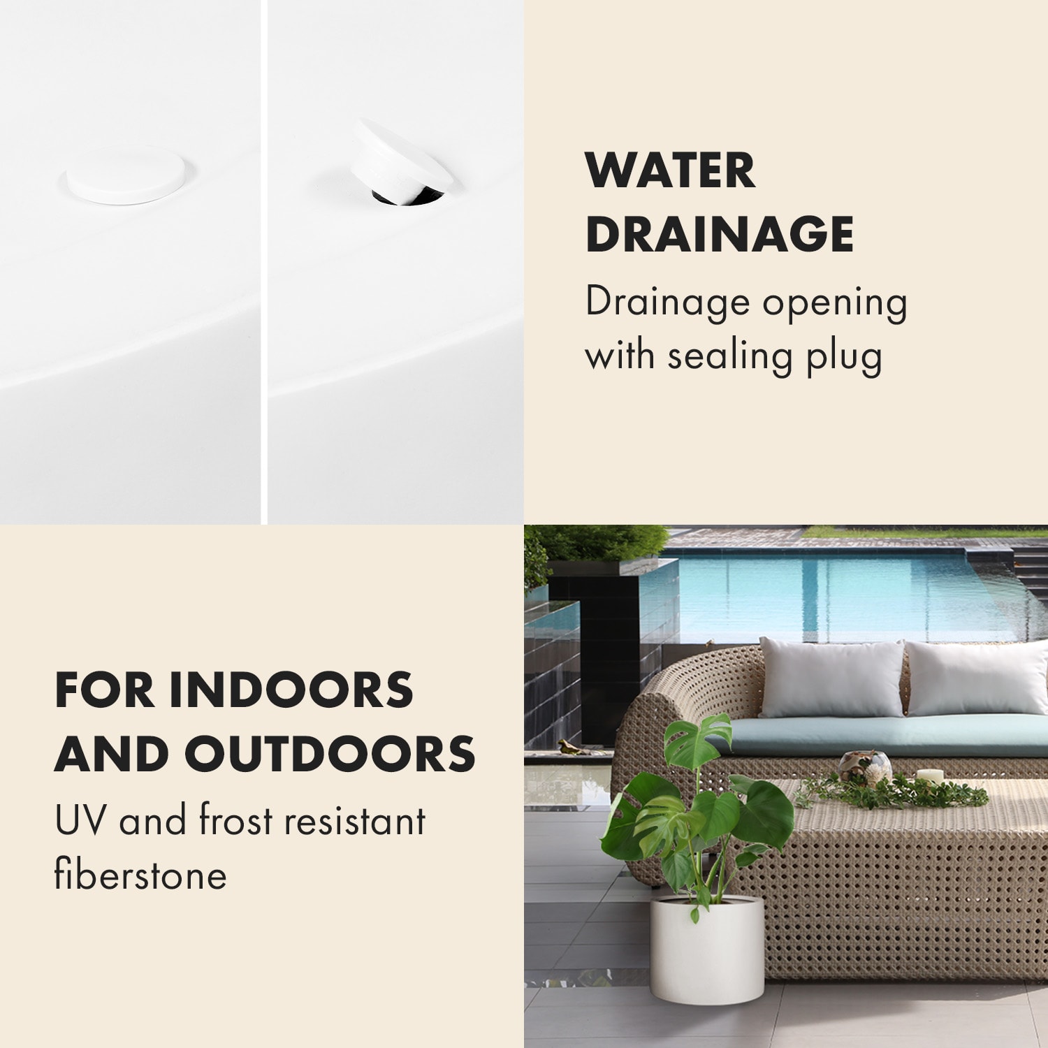 Bloempot buitenpot vezelsteen in/outdoor 