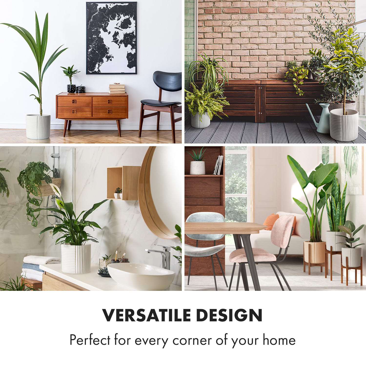 Hasselt, kvetináč z polystonu, ručne robený M (Ø 25,4 cm) | Biela