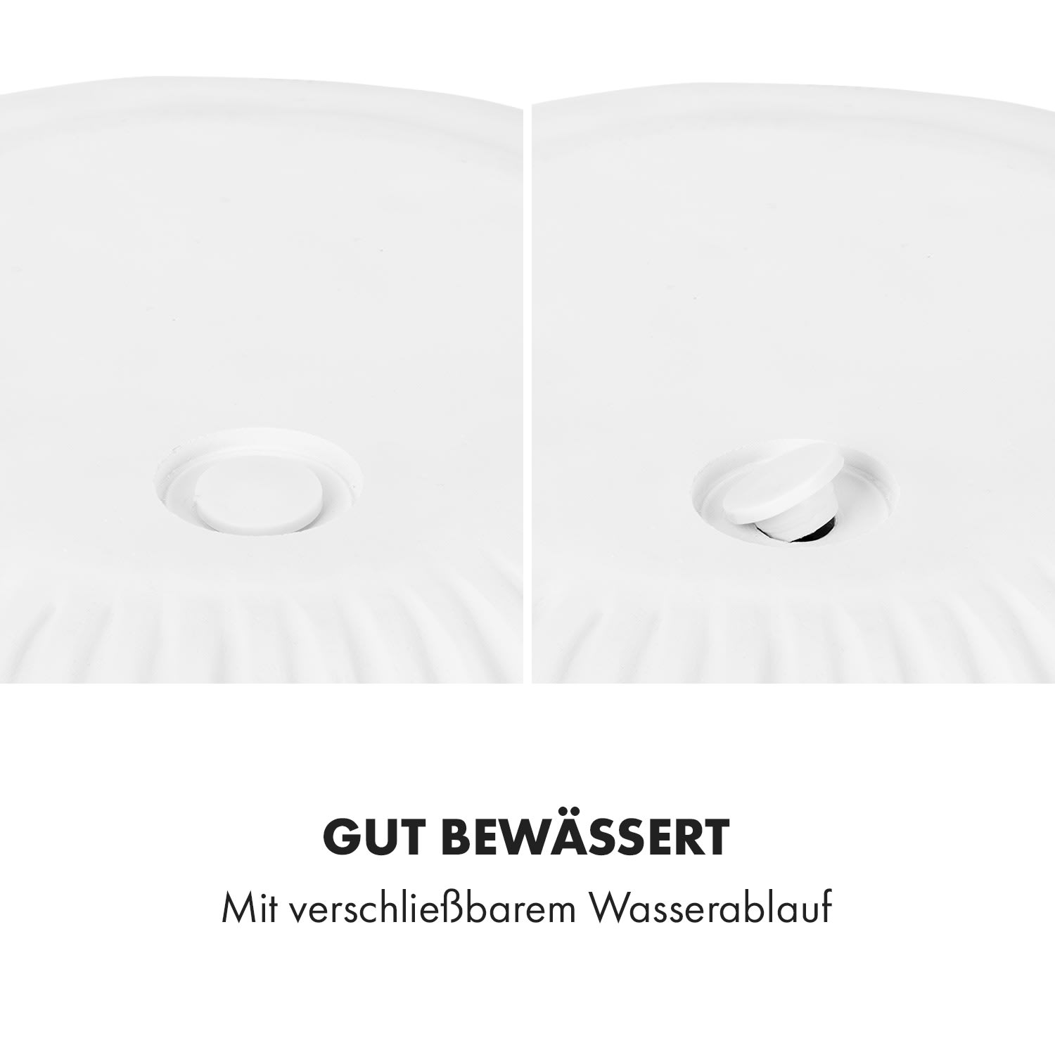 Hasselt Blumentopf Polystone pflanzenfreundlich handgemacht 3D-Optik L (Ø 30,48 cm) | Weiß