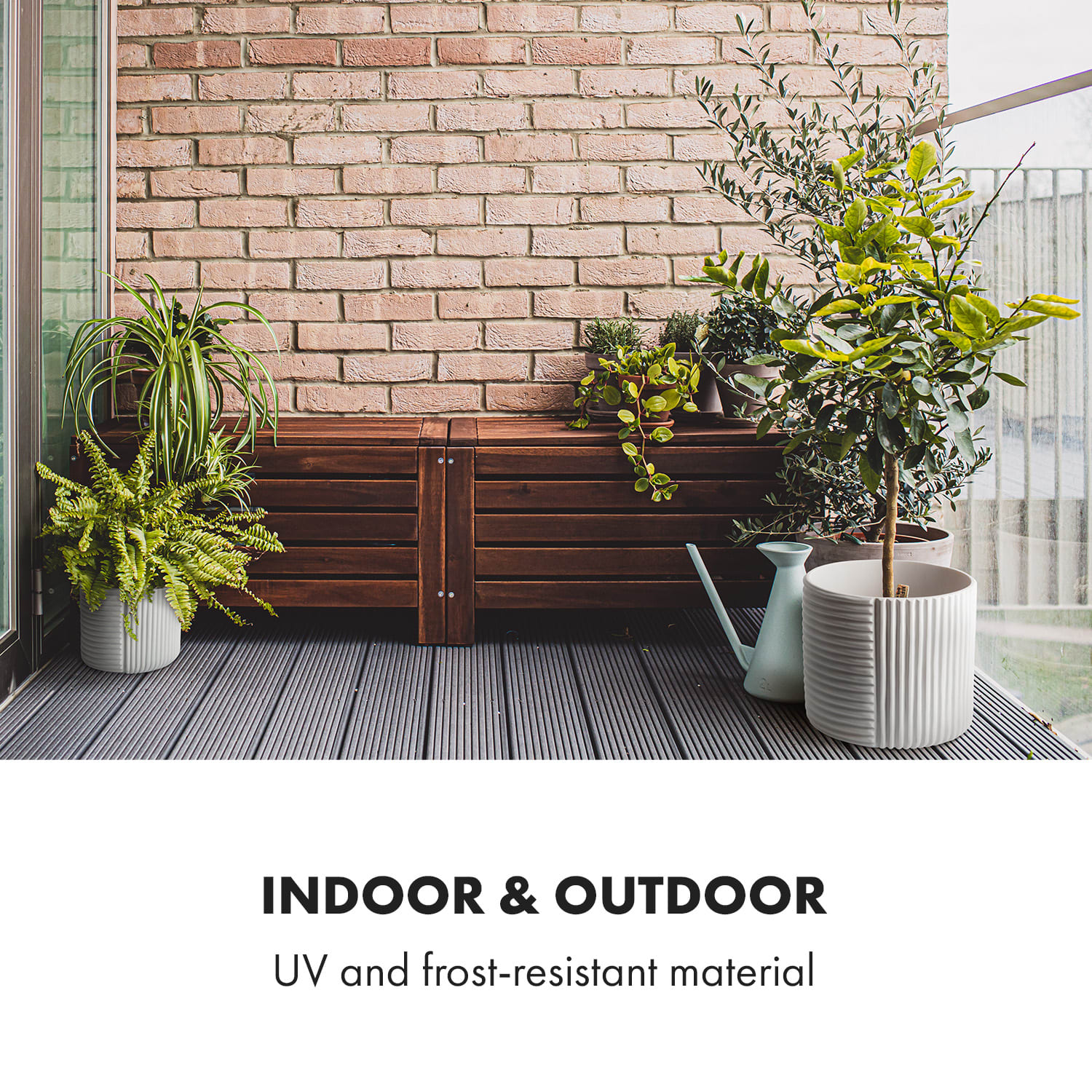 Hasselt, kvetináč z polystonu, ručne robený L (Ø 30,48 cm) | Biela