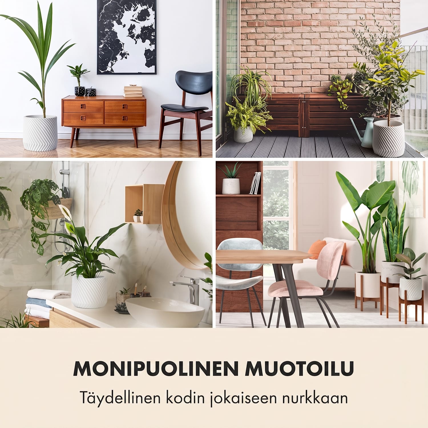 Heusden kukkaruukku polystone kasviystävällinen käsintehty L (Ø 30,48 cm) | Valkoinen