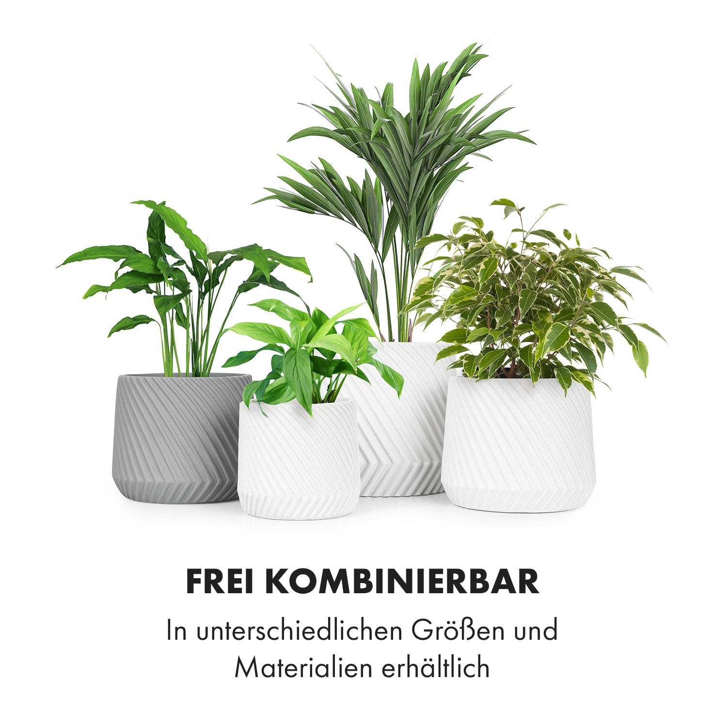 Heusden Blumentopf Polystone pflanzenfreundlich handgemacht L (Ø 30,48 cm) | Mittelgrau