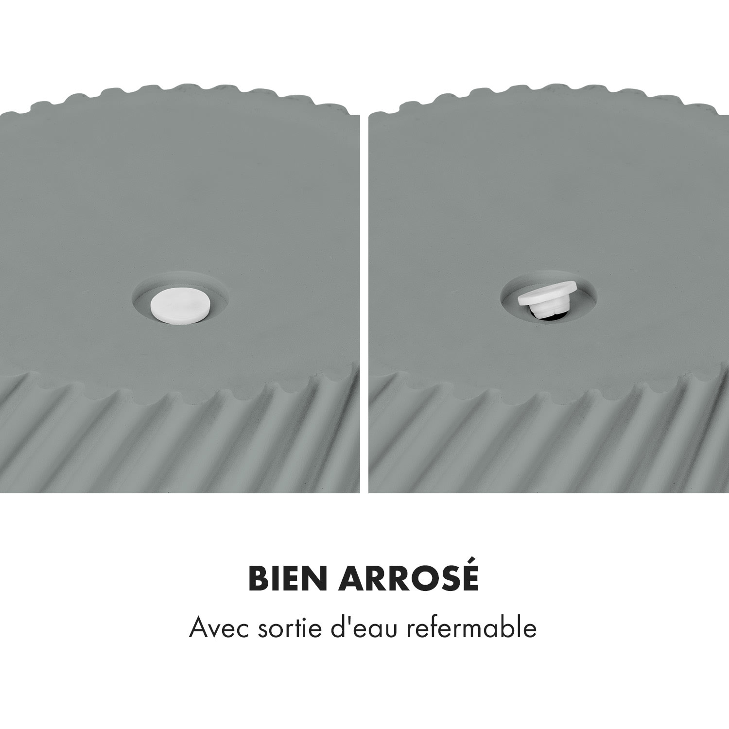 Pot de fleurs Heusden fait à la main, en polystone respectueux des plantes. L (Ø 30,48 cm) | Gris Moyen