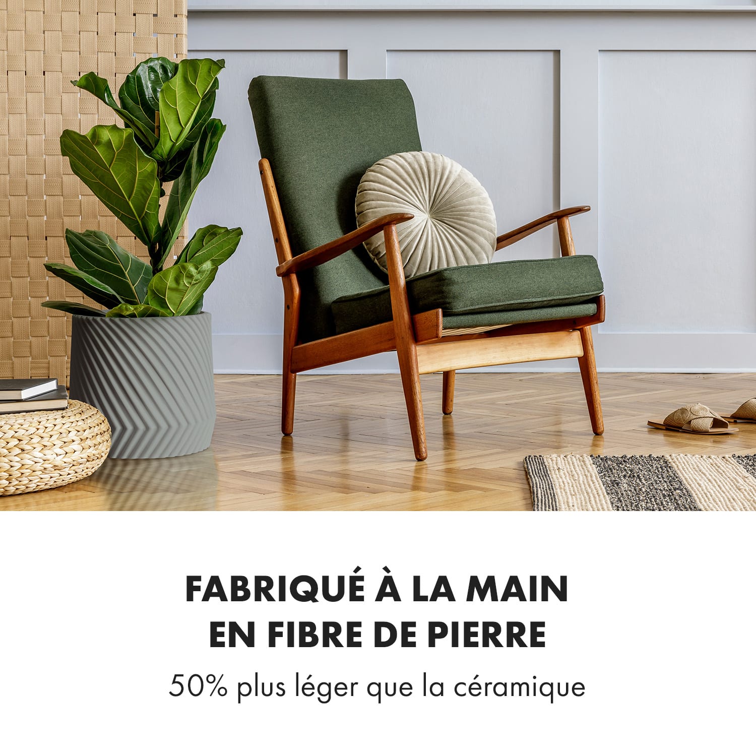 Pot de fleurs Heusden fait à la main, en polystone respectueux des plantes. 