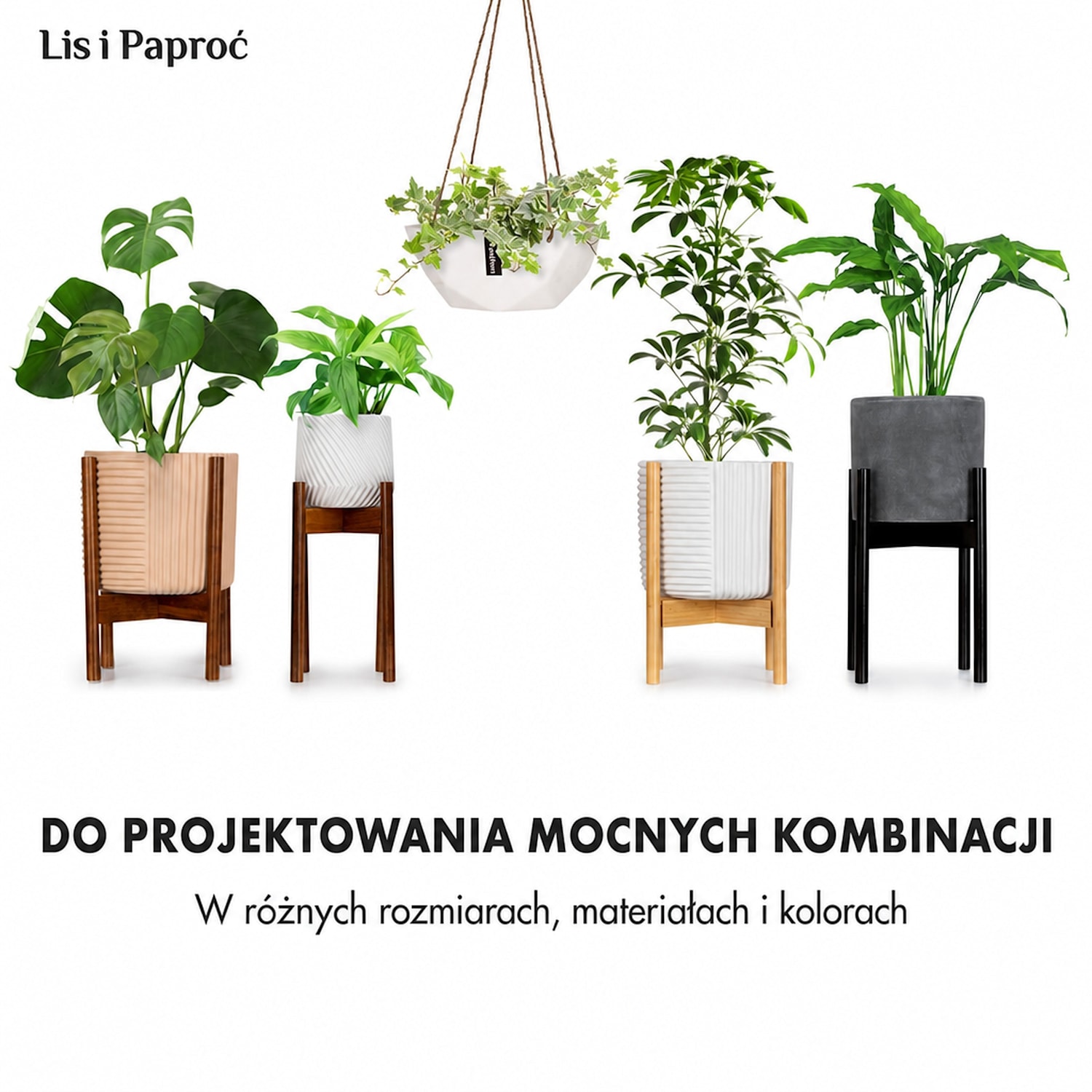 Laren, osłonka na doniczkę wisząca, Ø 28 cm, Polystone, naturalne linki, zestaw 2 sztuk 
