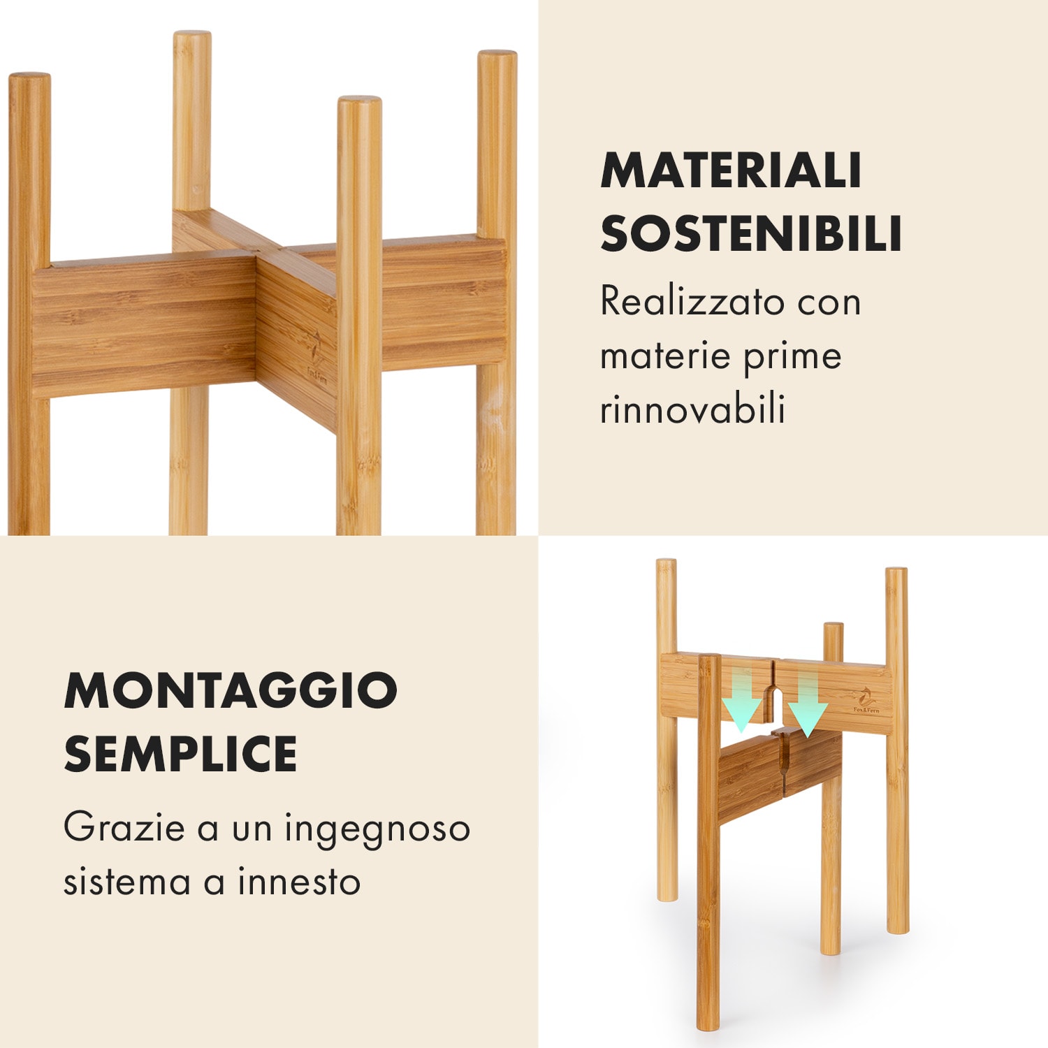 Zeist portavaso, set da 3 pezzi, 2 altezze, combinabile, design a innesto, naturale 
