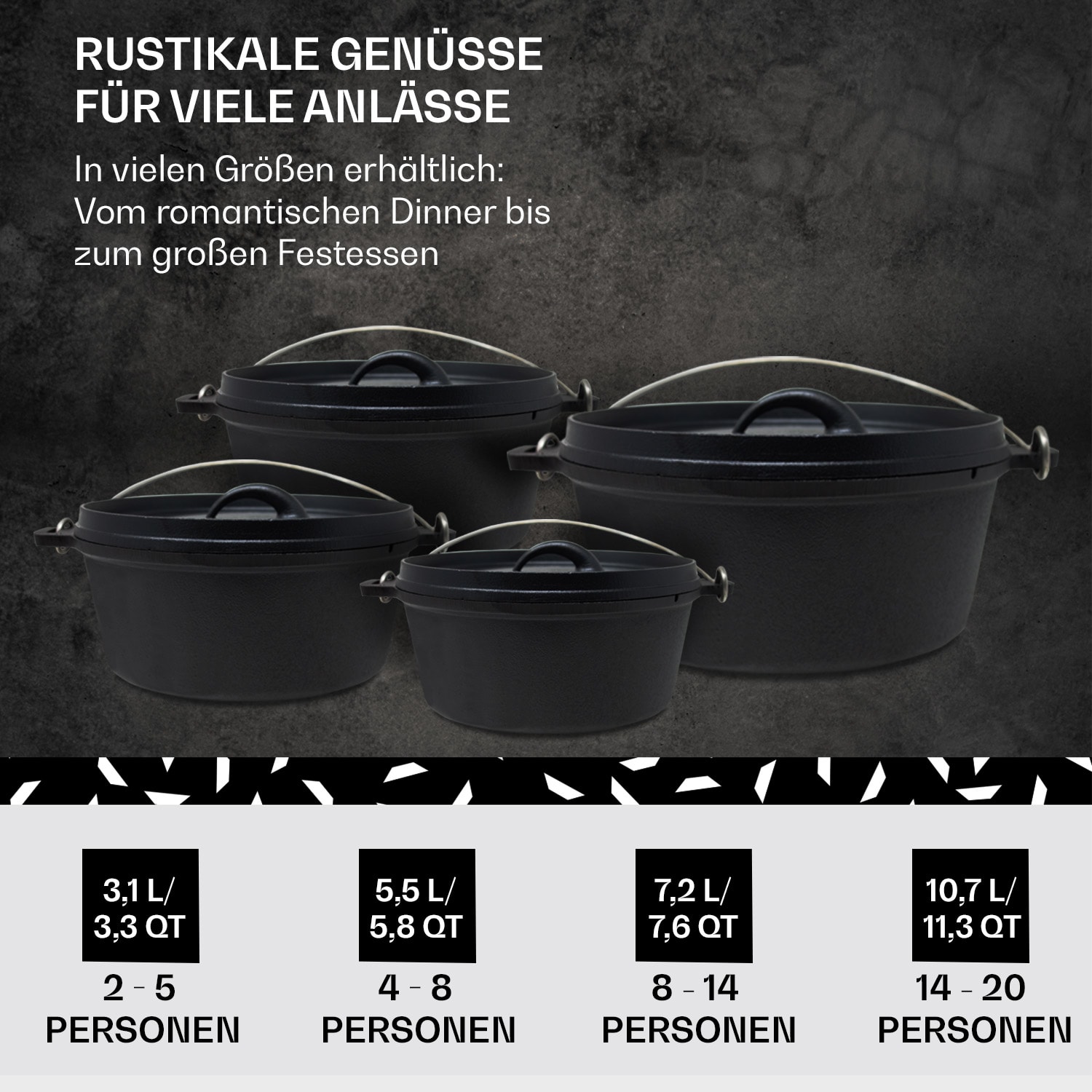 Galloway Dutch Oven 3.3 BBQ-Topf Gusseisen Größe S / 3.3 qt ca. 3,1 L / 3.3 qt | ohne Füße