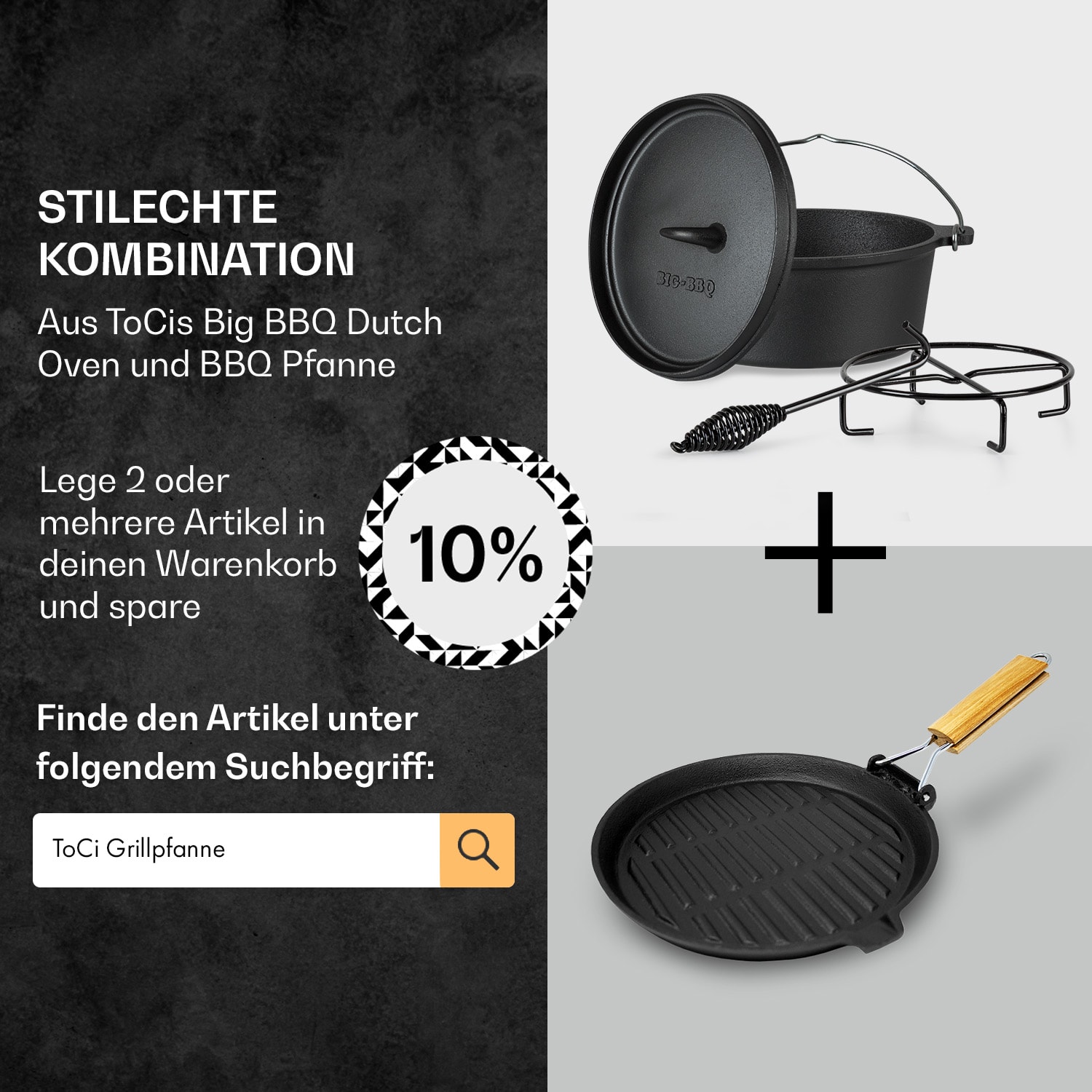 Galloway Dutch Oven 3.3 BBQ-Topf Gusseisen Größe S / 3.3 qt ca. 3,1 L / 3.3 qt | ohne Füße