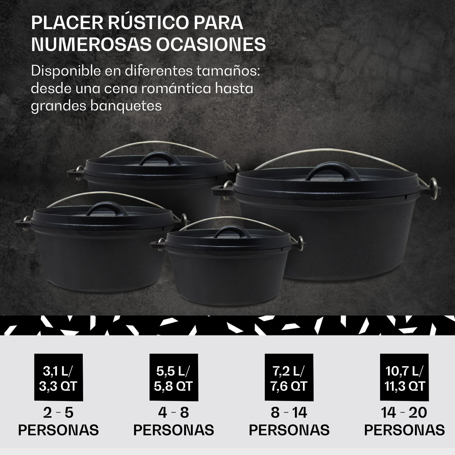 Galloway Dutch Oven 3.3 BBQ hierro fundido marcado tamaño S / 3.3 qt ca. 3,1 L / 3.3 qt | sin pies