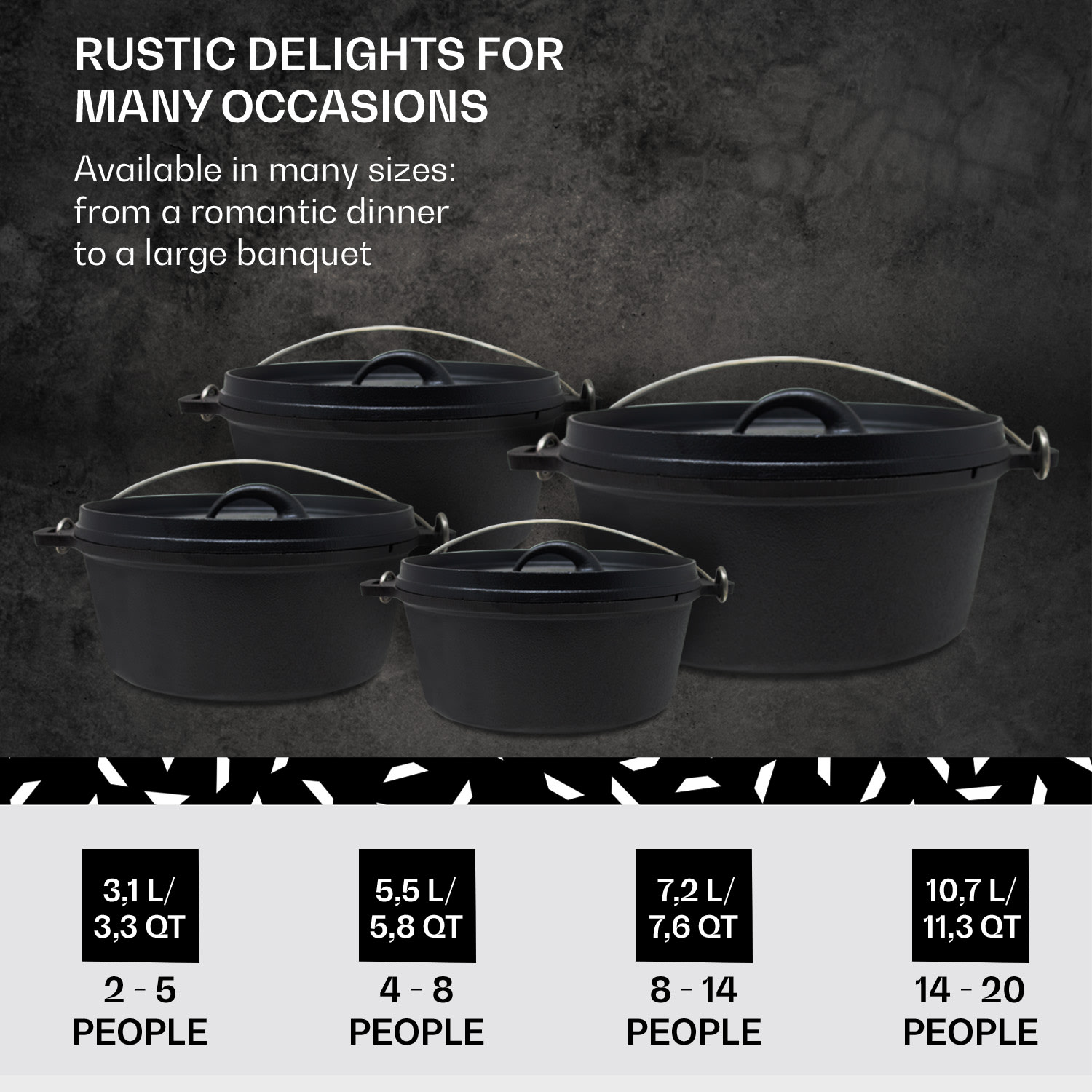 Galloway, lonec iz litega železa, 3.3 barbecue lonec, lito železo, nogice, velikost S/3.3 qt/3,1 l ca. 3,1 Ltr / 3.3 qt | brez nog