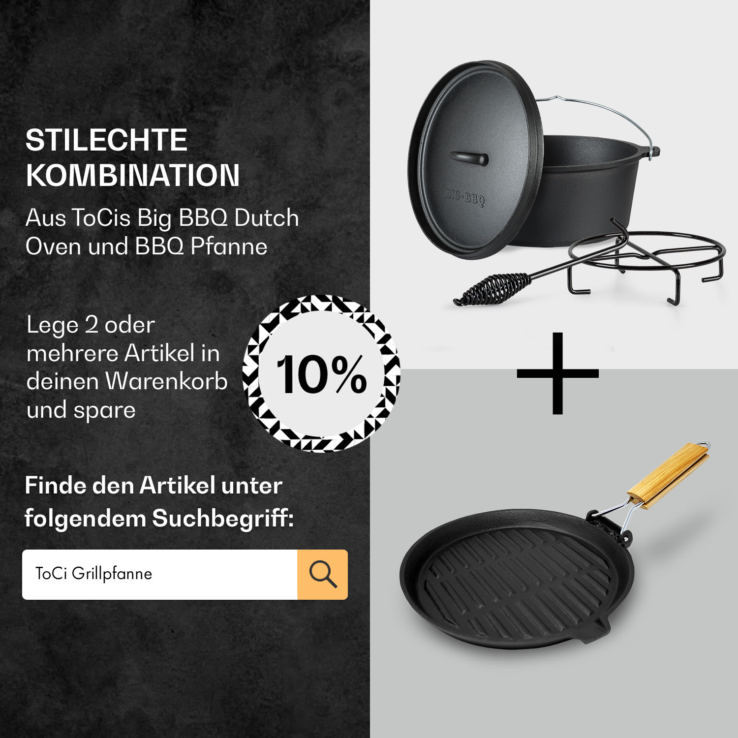 Galloway Dutch Oven 7.6 BBQ-Topf Gusseisen Größe L / 7.6 qt ca. 7,2 L / 7.6 qt | ohne Füße