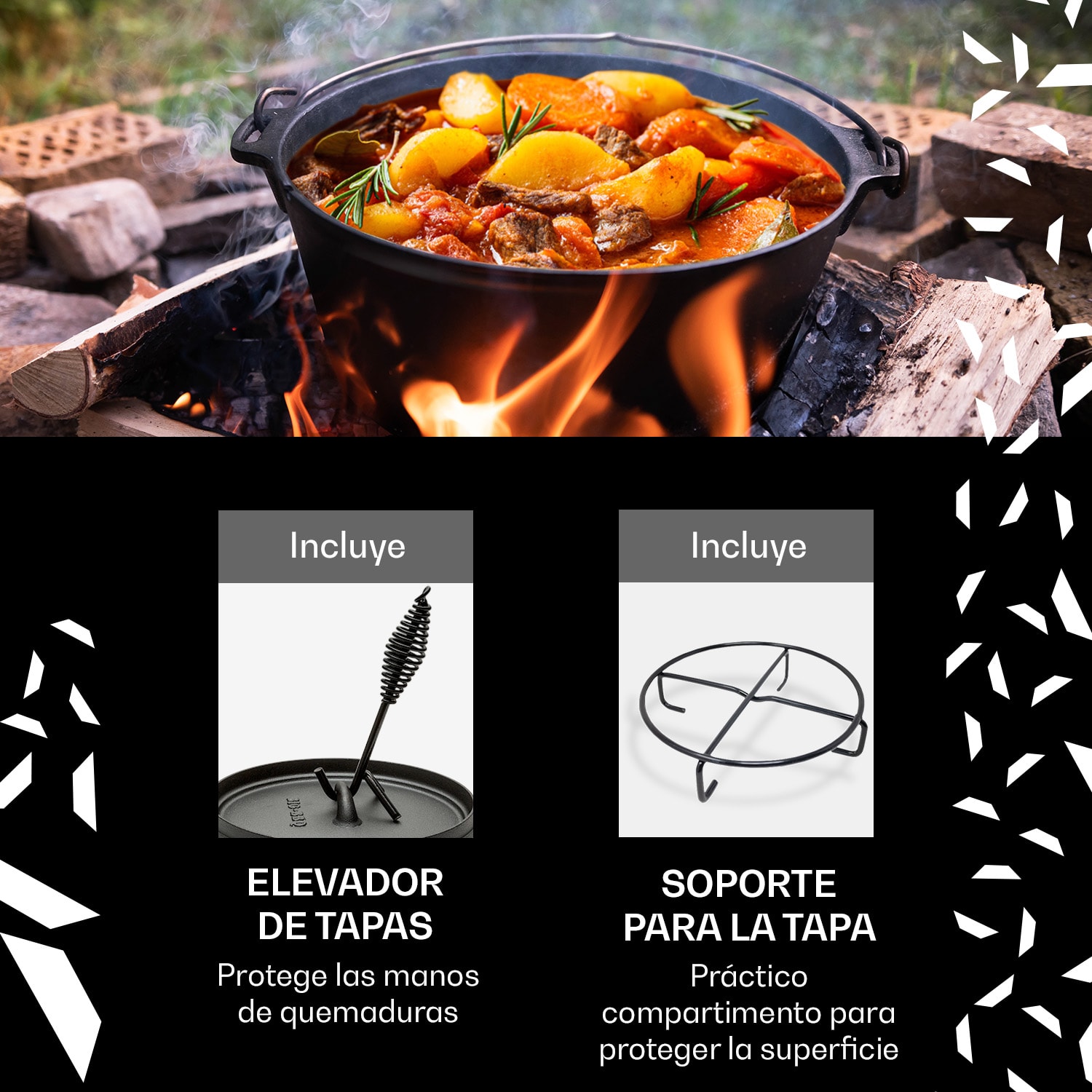 Galloway Dutch Oven 7.6 BBQ hierro fundido marcado tamaño L / 7.6 qt ca. 7,2 L / 7.6 qt | sin pies